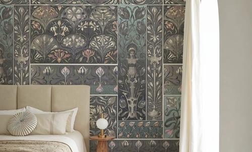Art Deco Floral Wall Blue