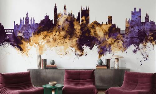 Cambridge England Skyline Purple & Gold