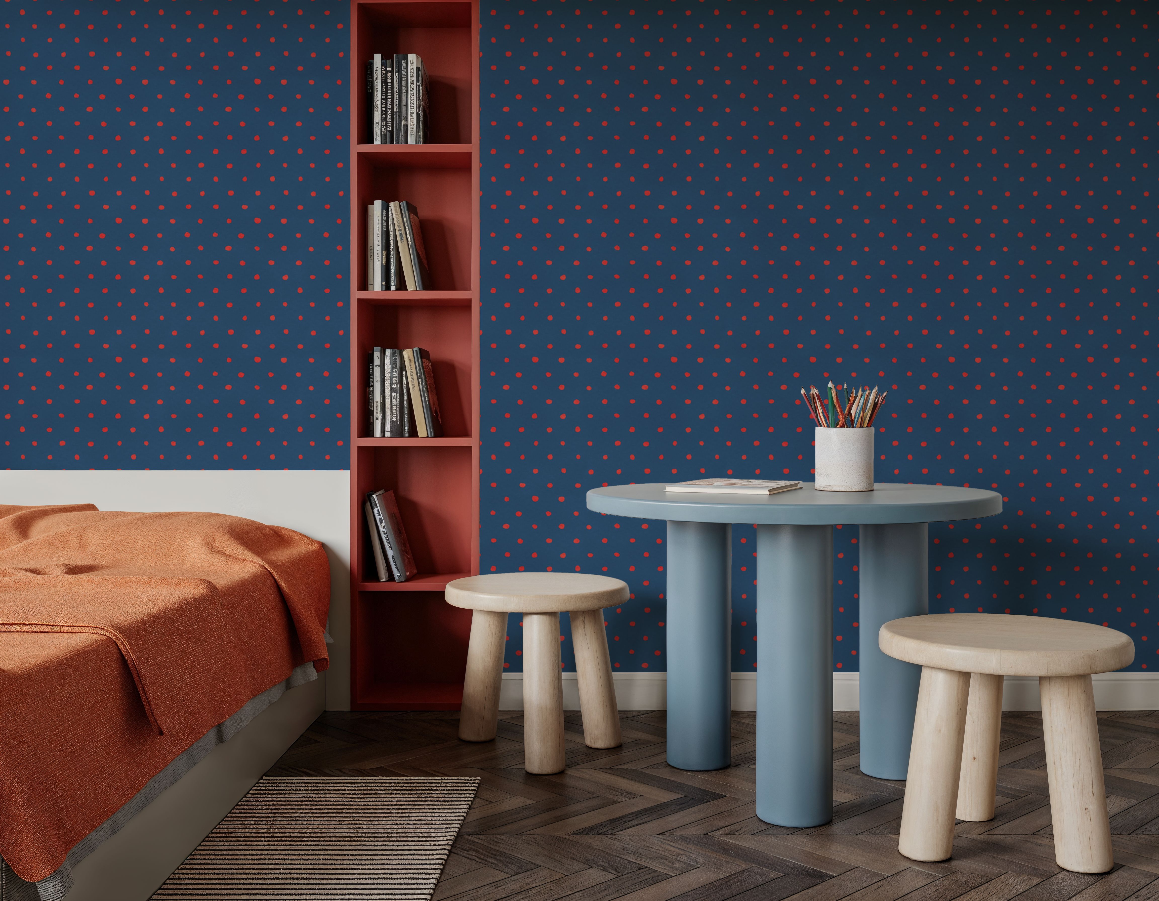 Country Fresh Blue Red Dots