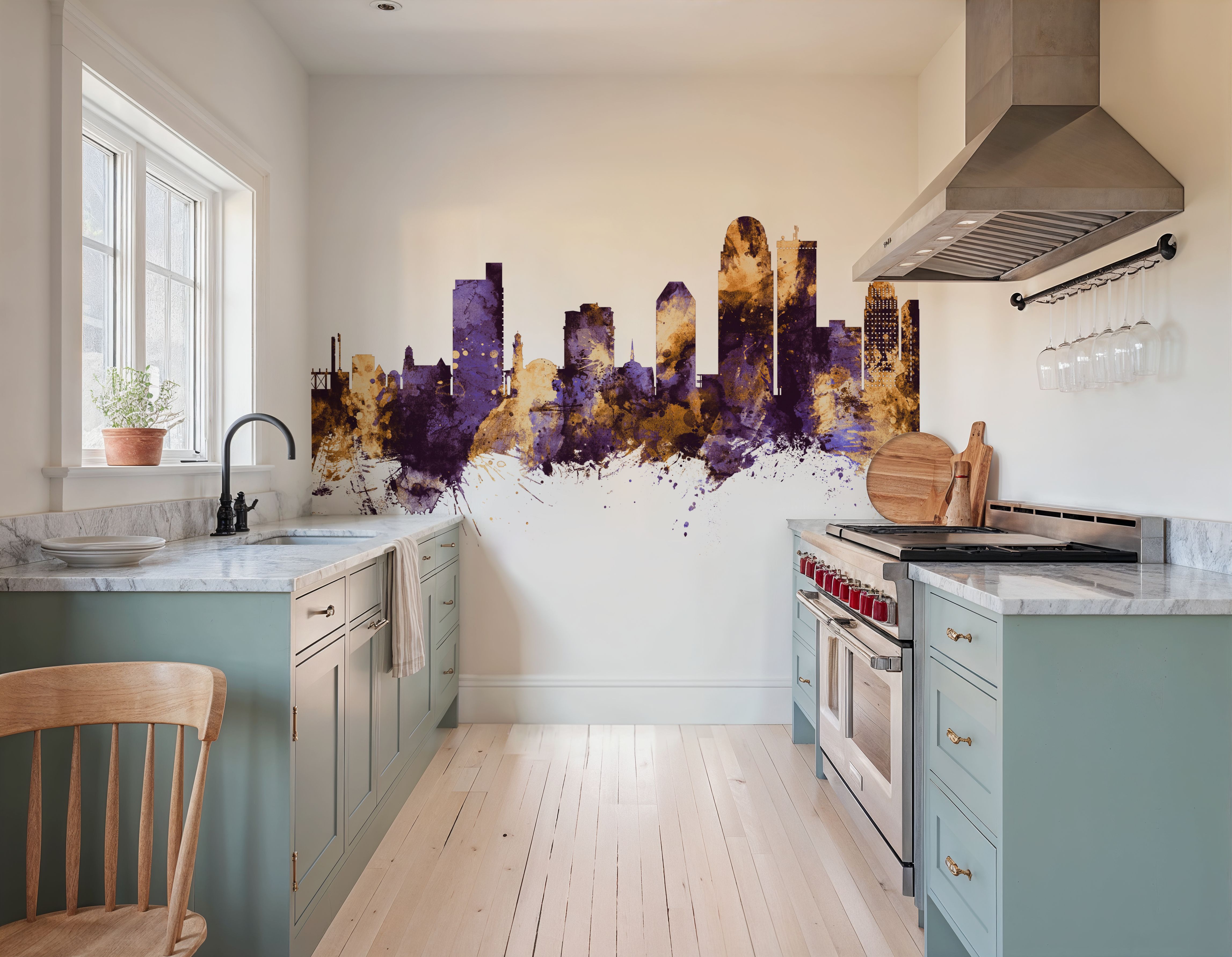 Winston-Salem North Carolina Skyline Purple & Gold