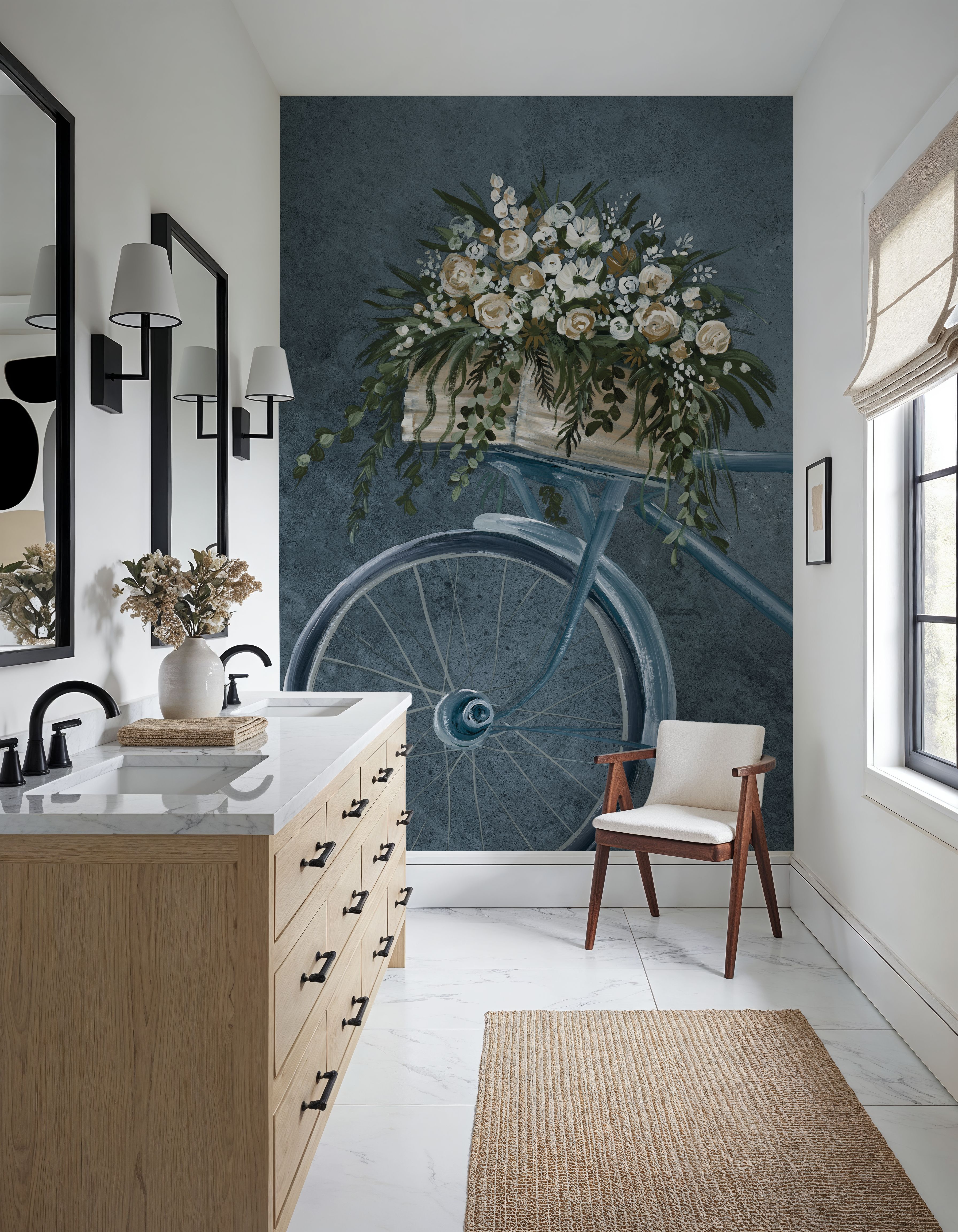 Vintage Bicycle with Florals Denim