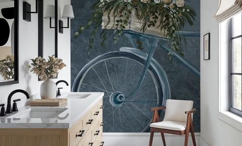 Vintage Bicycle with Florals Denim