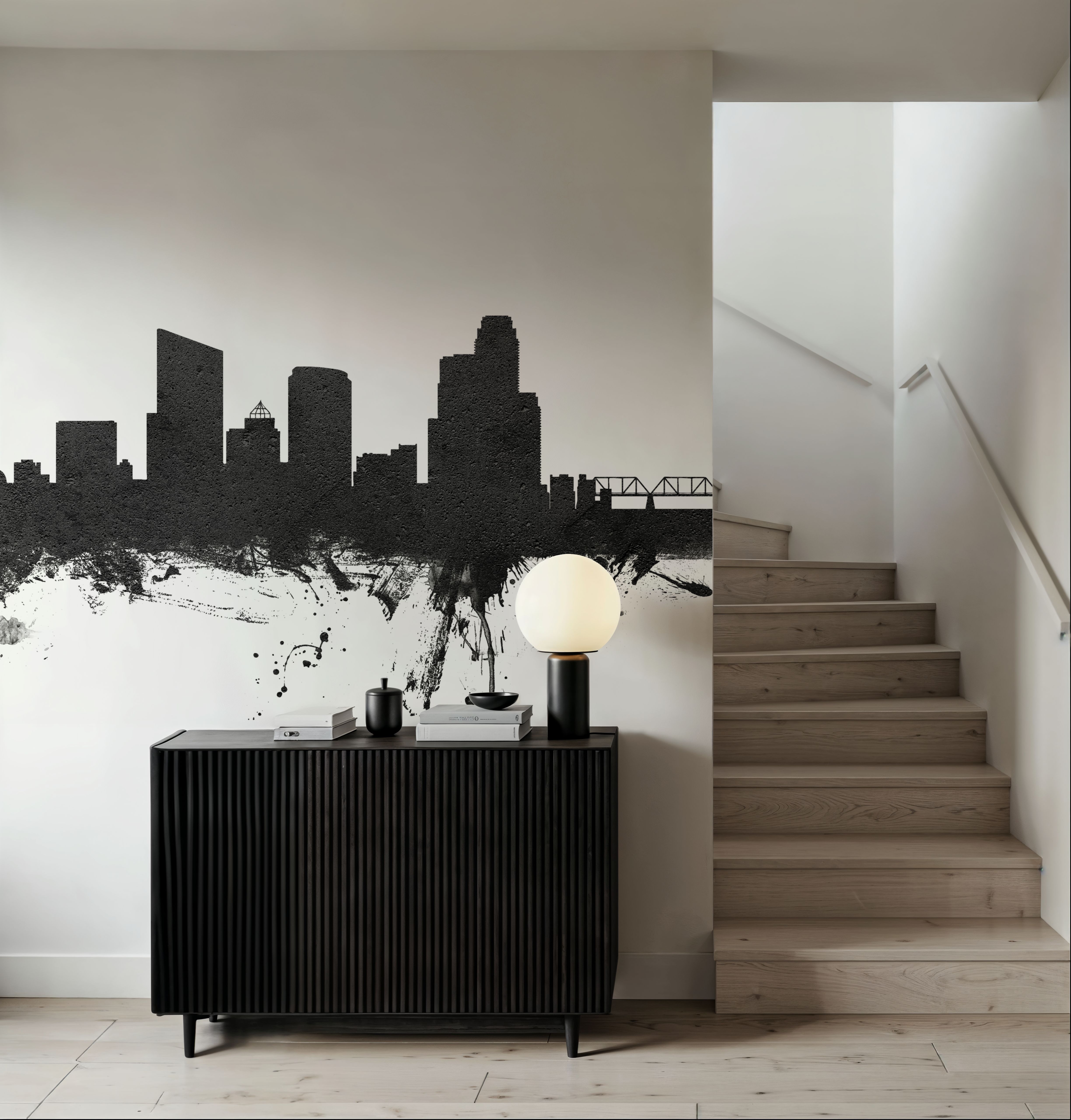 Grand Rapids Michigan Skyline Black & White