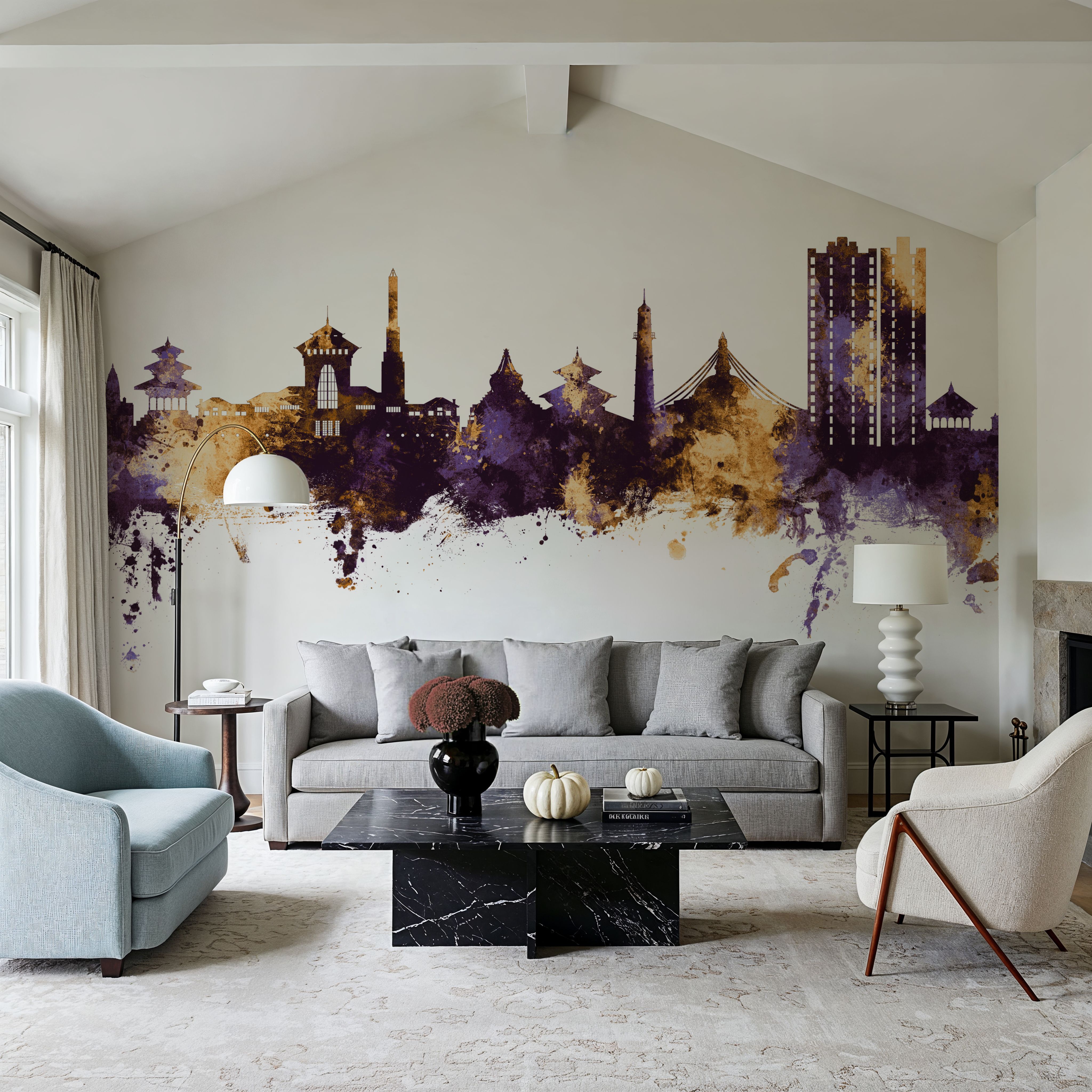 Kathmandu Nepal Skyline Purple & Gold