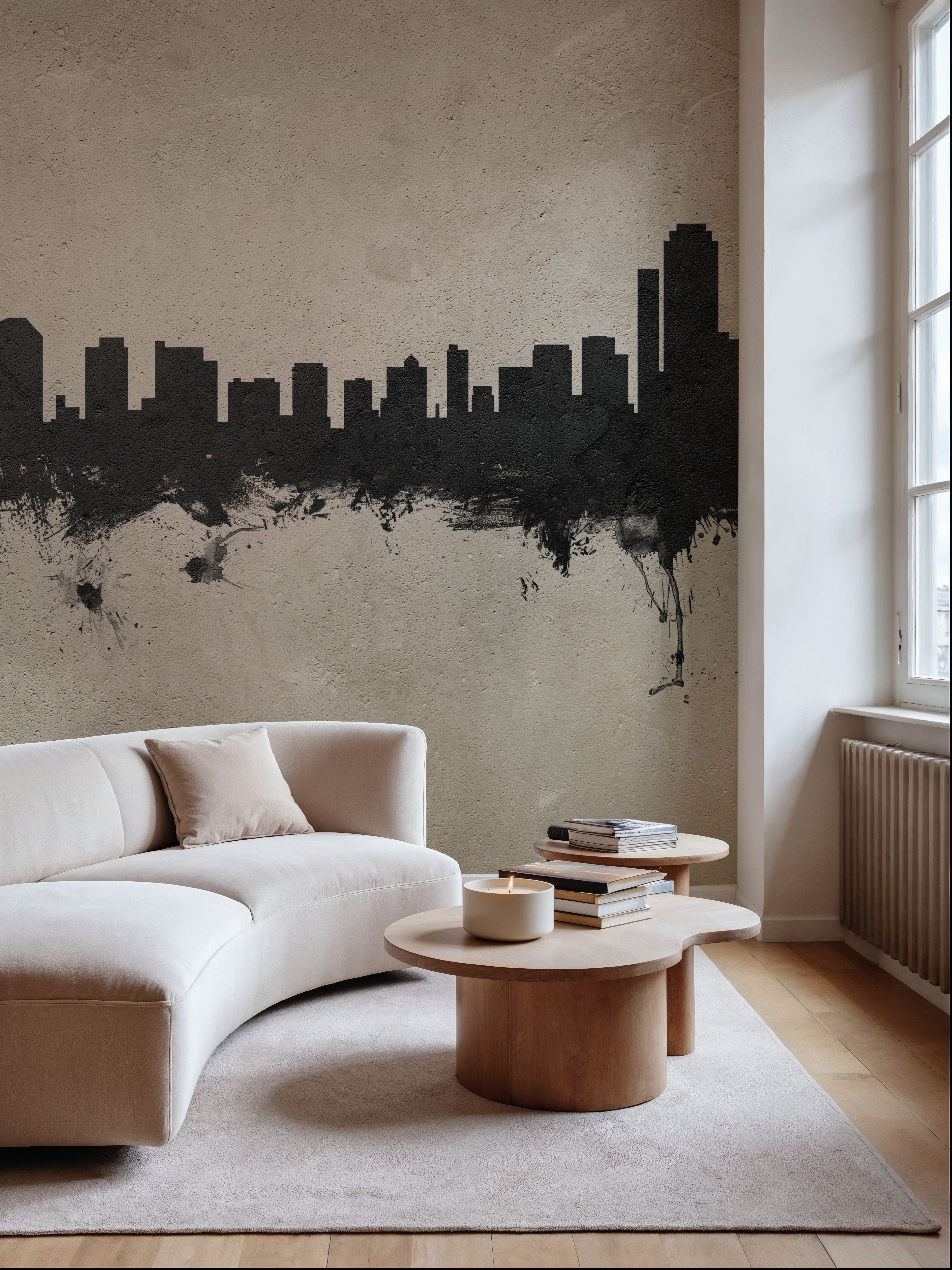 Wall Mural - Wilmington Delaware Skyline Concrete - Graphics mural wallpaper - Gray - Dining Room - Wallism US - Premium, Textured or Peel & Stick