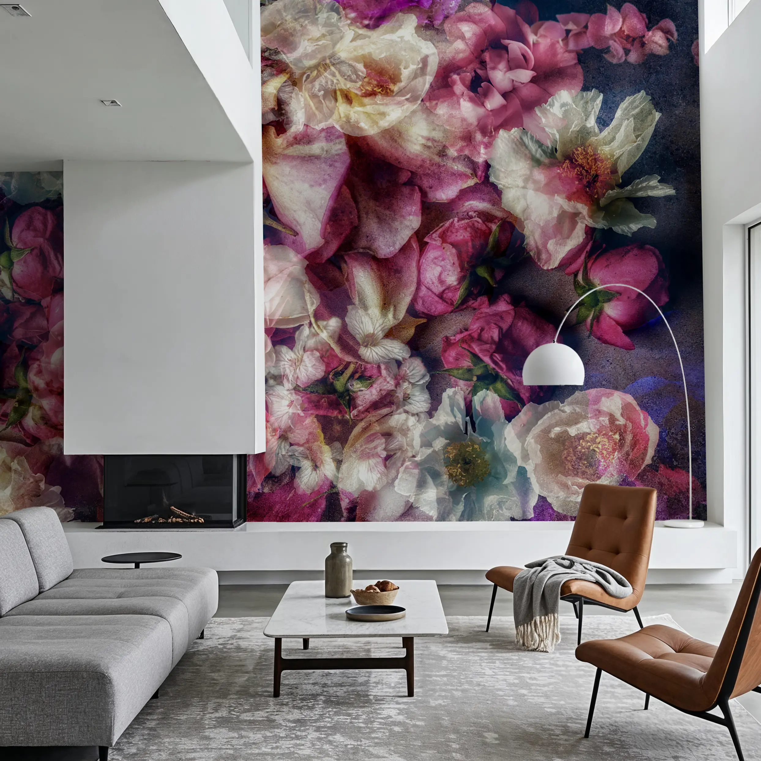 Papier Peint Panoramique - Lost Whispers - Floral Nature - Rose - Salon - Wallism Belgique - Encollage au mur ou Autocollant
