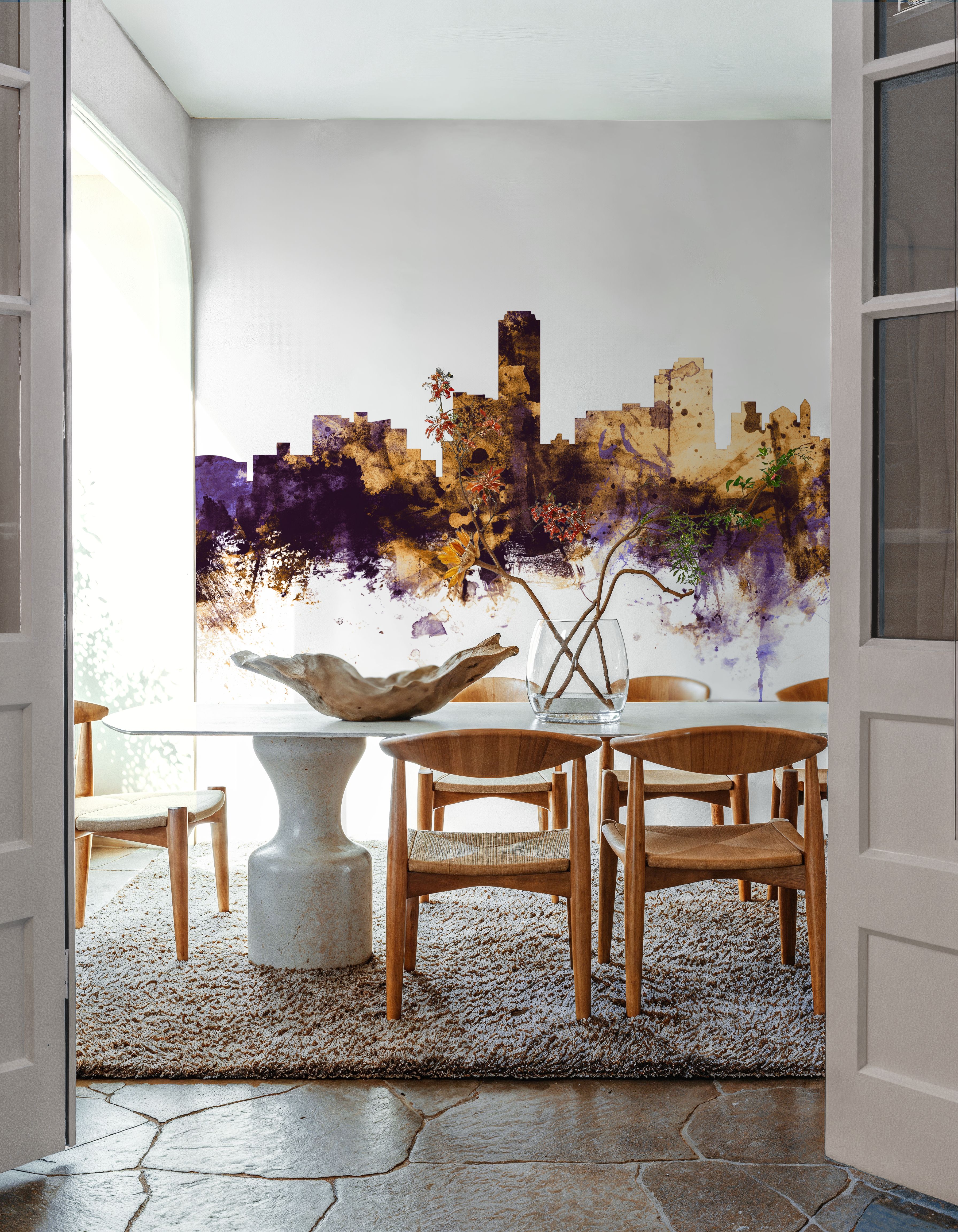 Adelaide Australia Skyline Purple & Gold