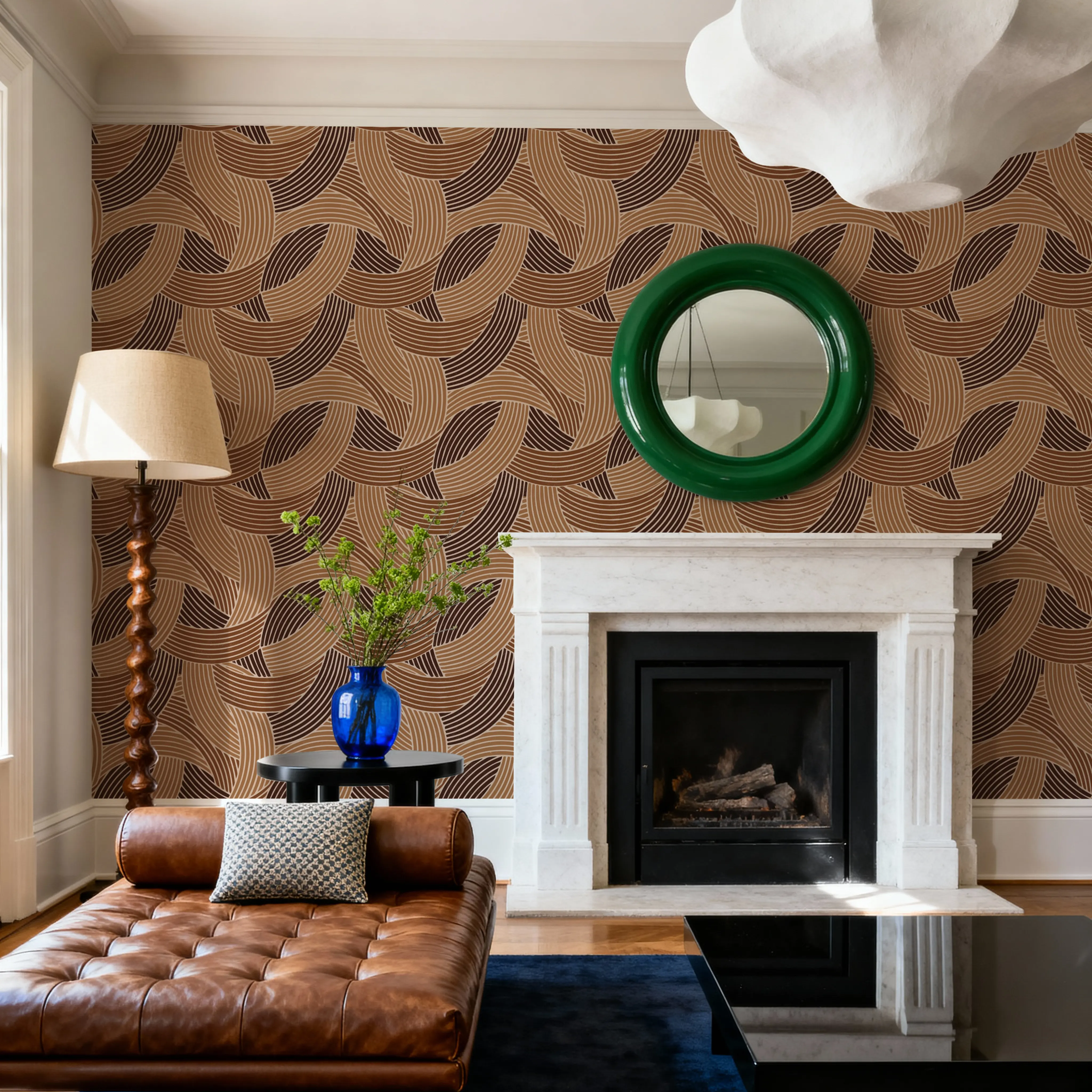 Wallpaper - Woven Earth, Toffee - Lines - Brown - Hallway staircases - Wallism UK - Peel & Stick or Paste-the-Wall