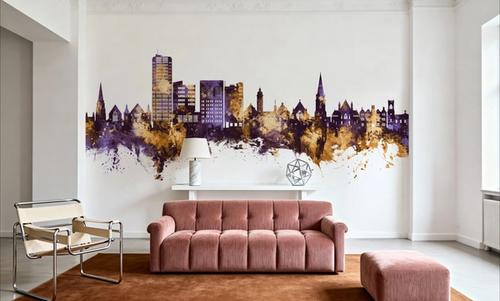Swindon England Skyline Purple & Gold