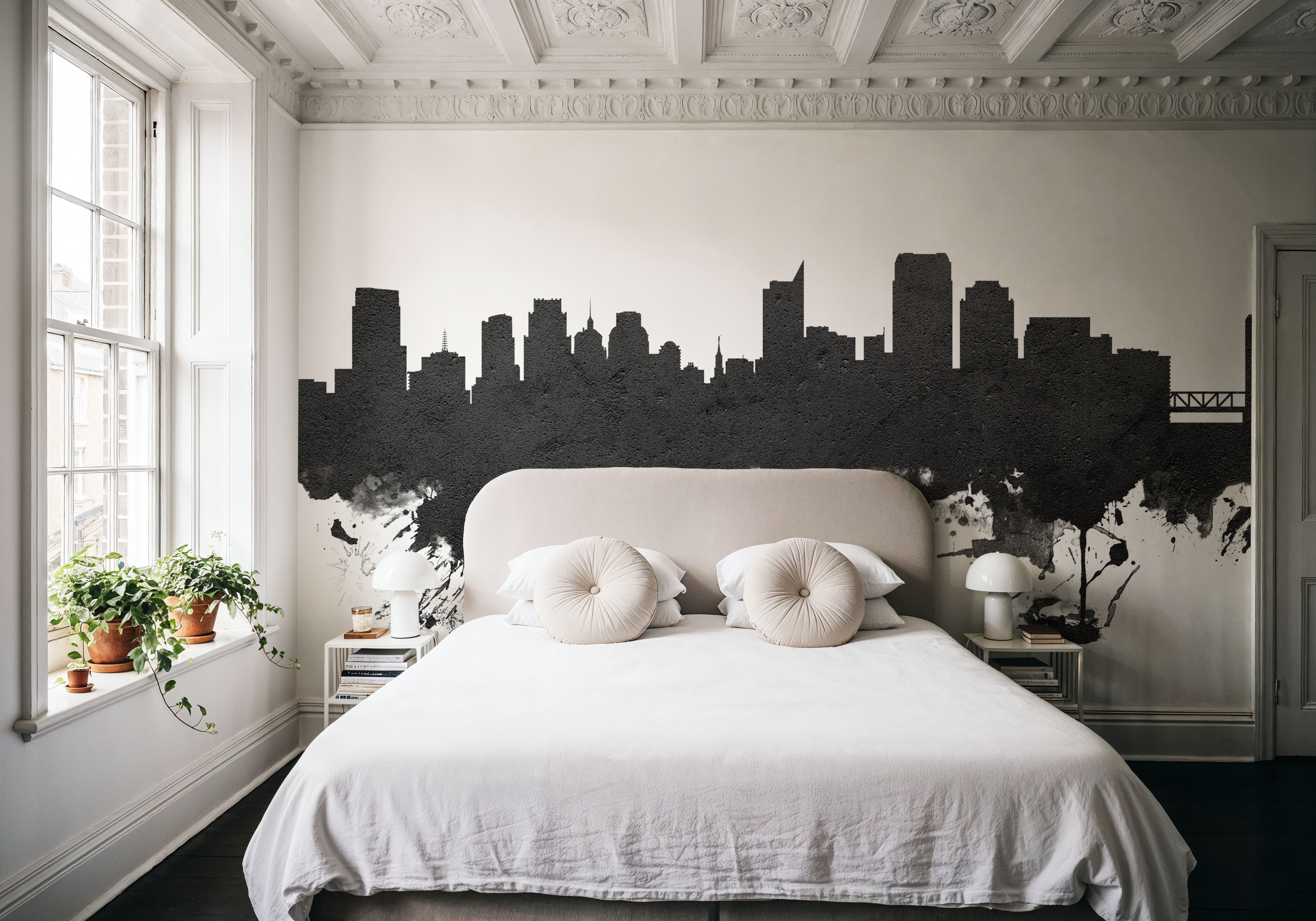 Sacramento California Skyline Black & White, Wallpaper