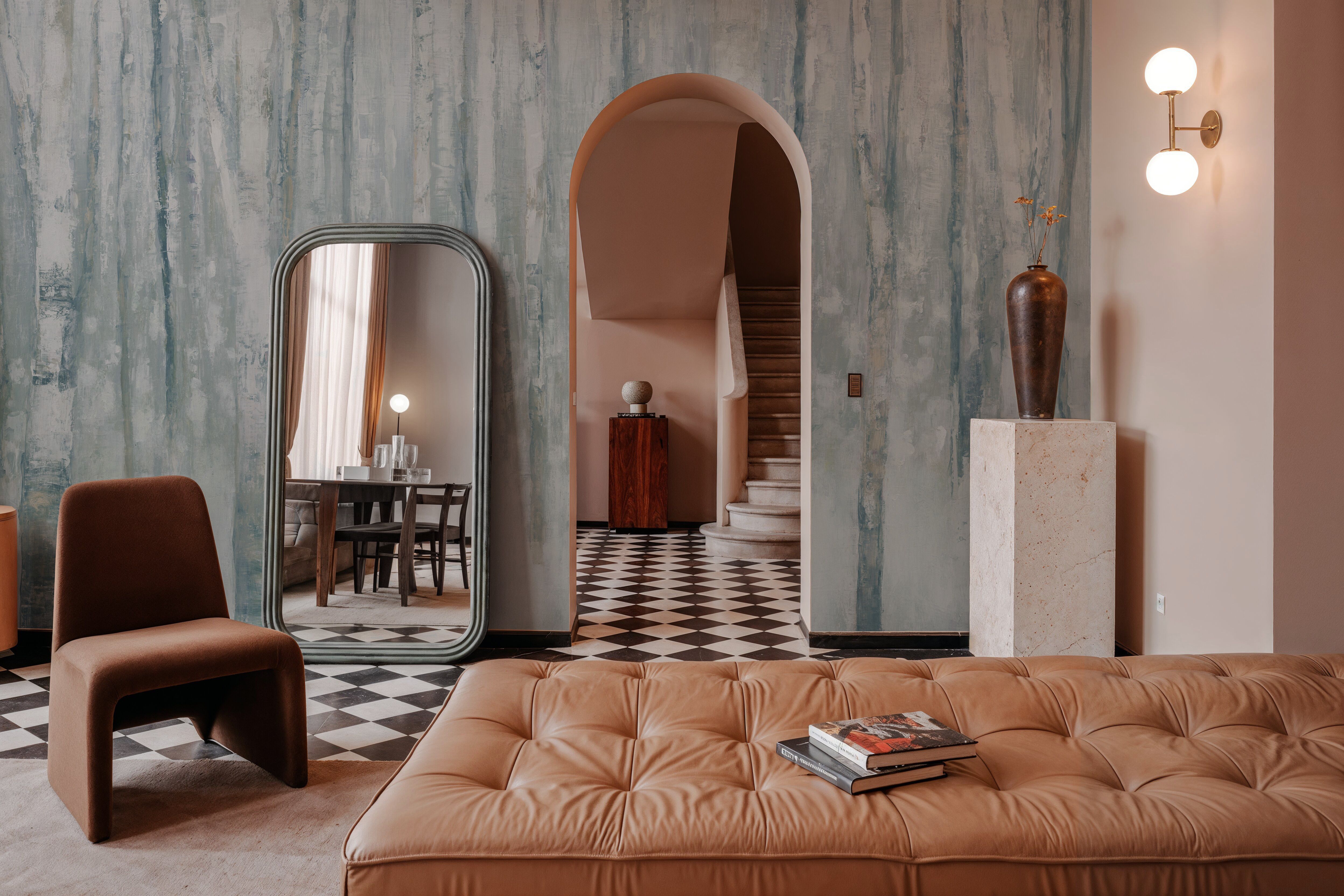 Birches in Winter Blue Gray, Wallpaper