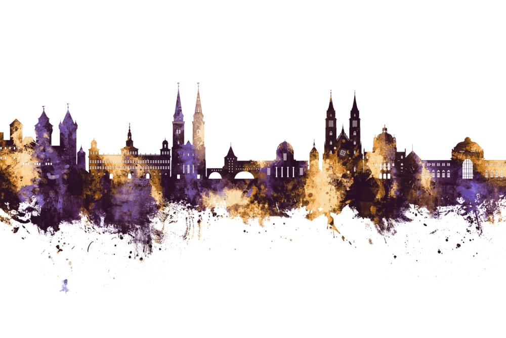 Nürnberg Germany Skyline Purple & Gold
