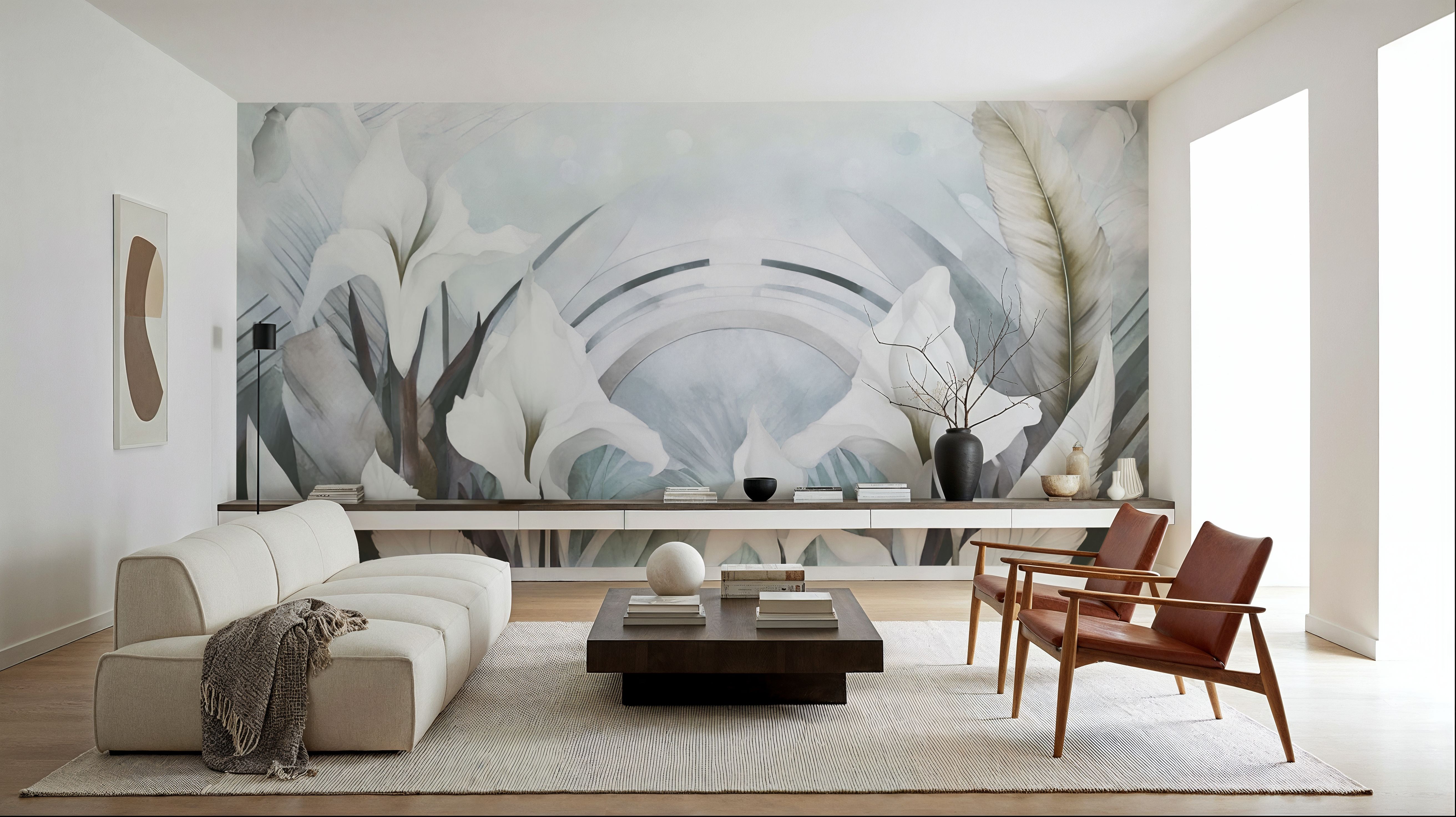 Irises and Feathers Mixed Blue