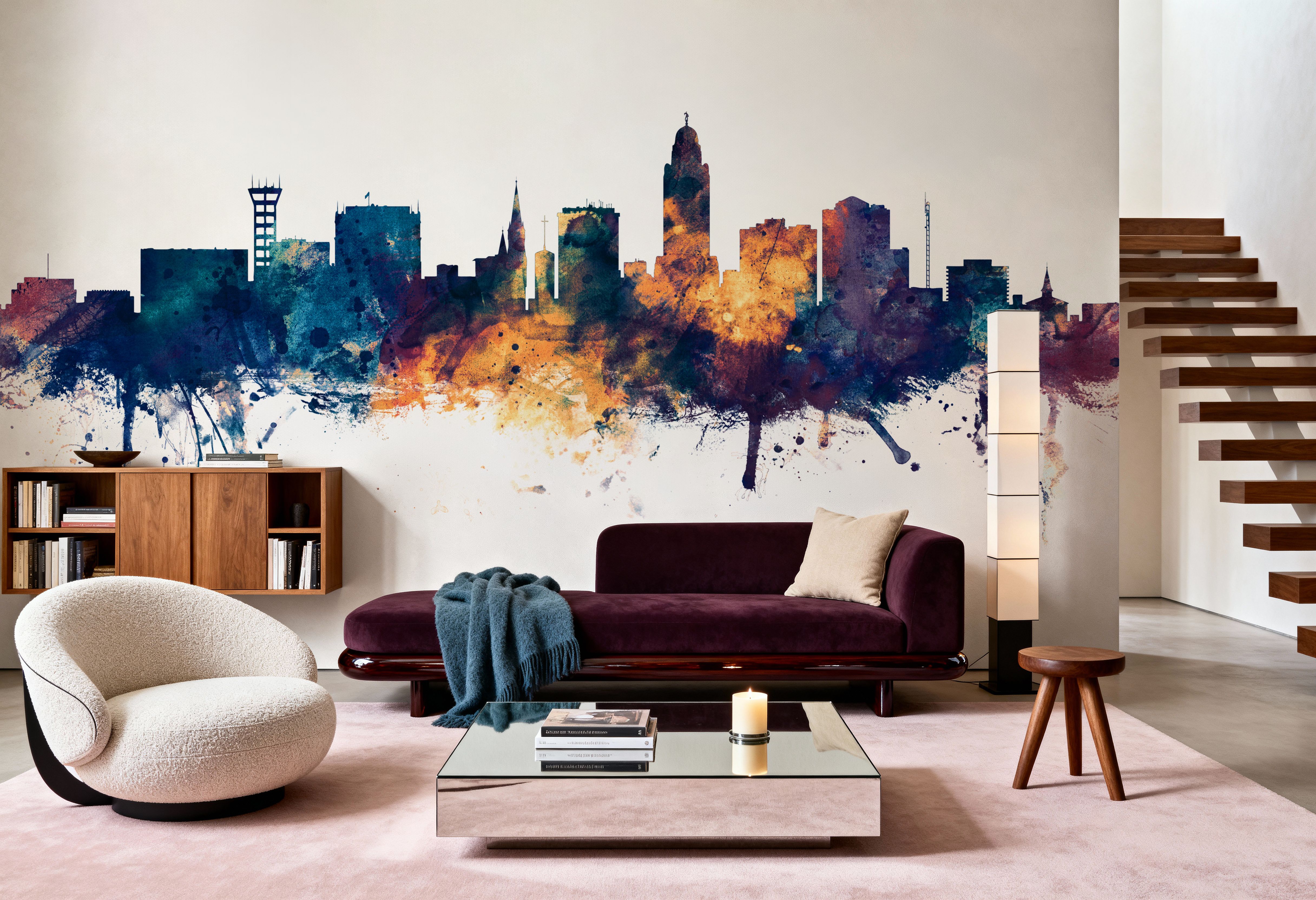 Lincoln Nebraska Skyline Blue & Bronze