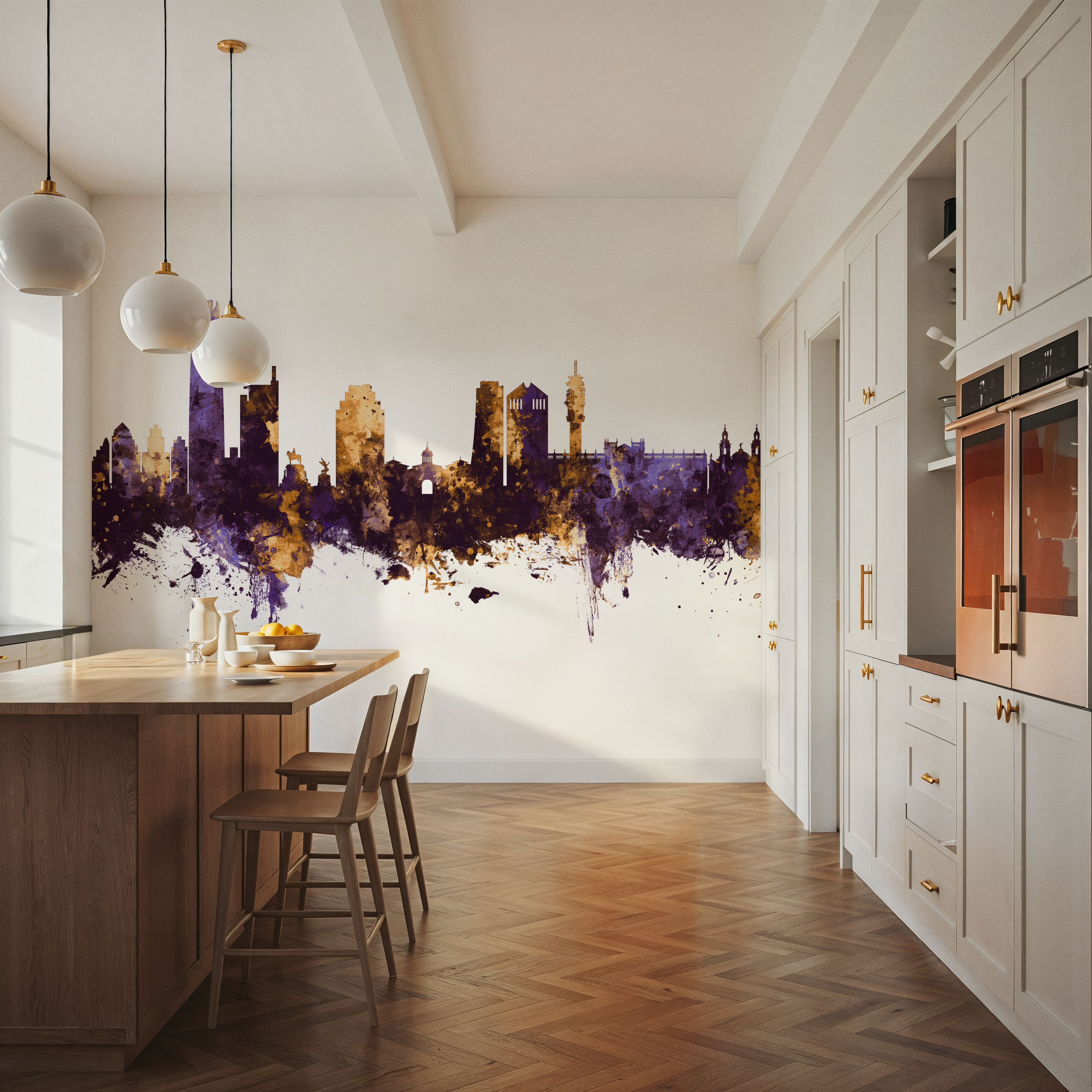 Santiago de Chile Skyline Purple & Gold