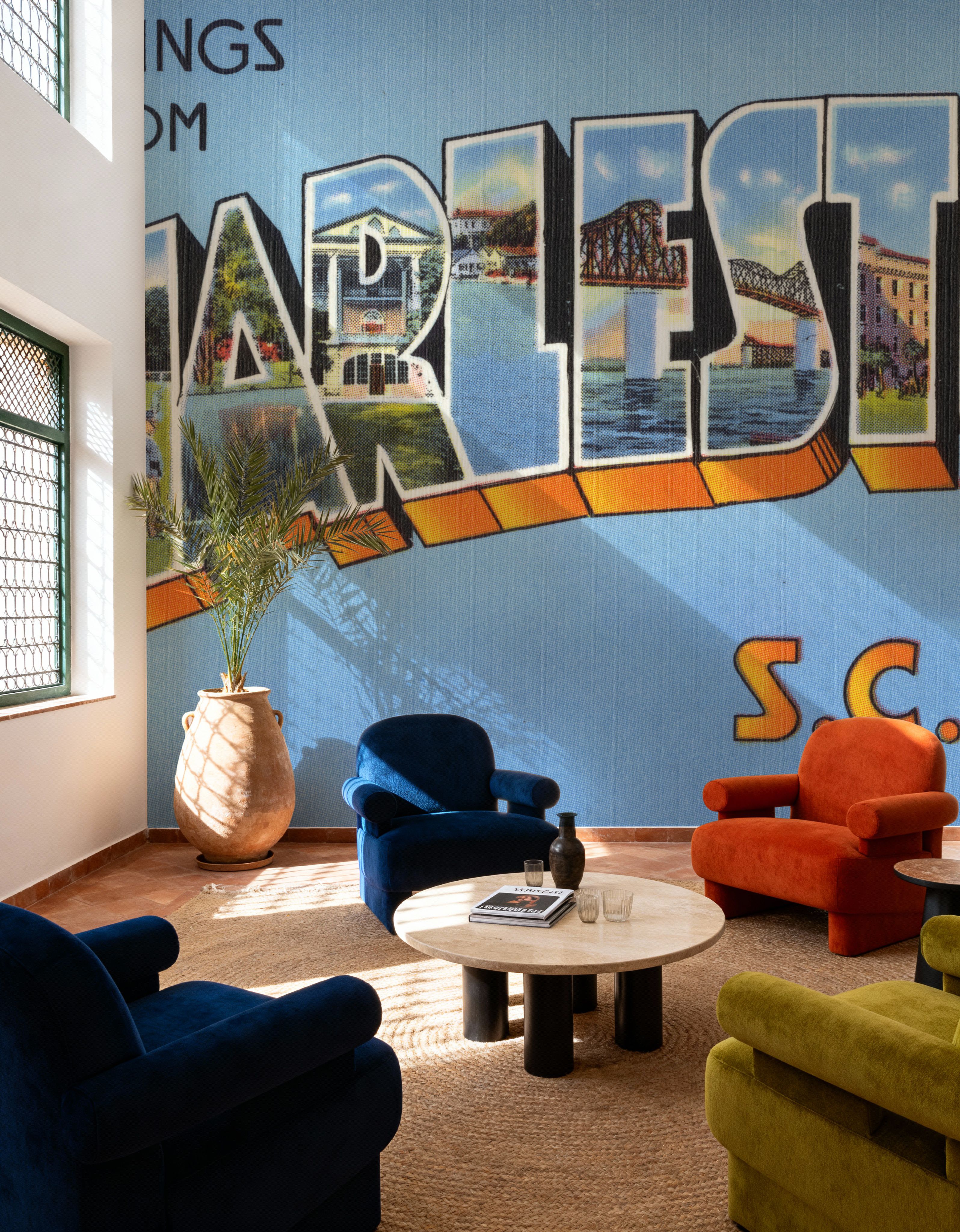 Fotomurale - Greetings from Charleston - Screenprint Postcard - Città Viaggi e monumenti - Soggiorno - Wallism Italia