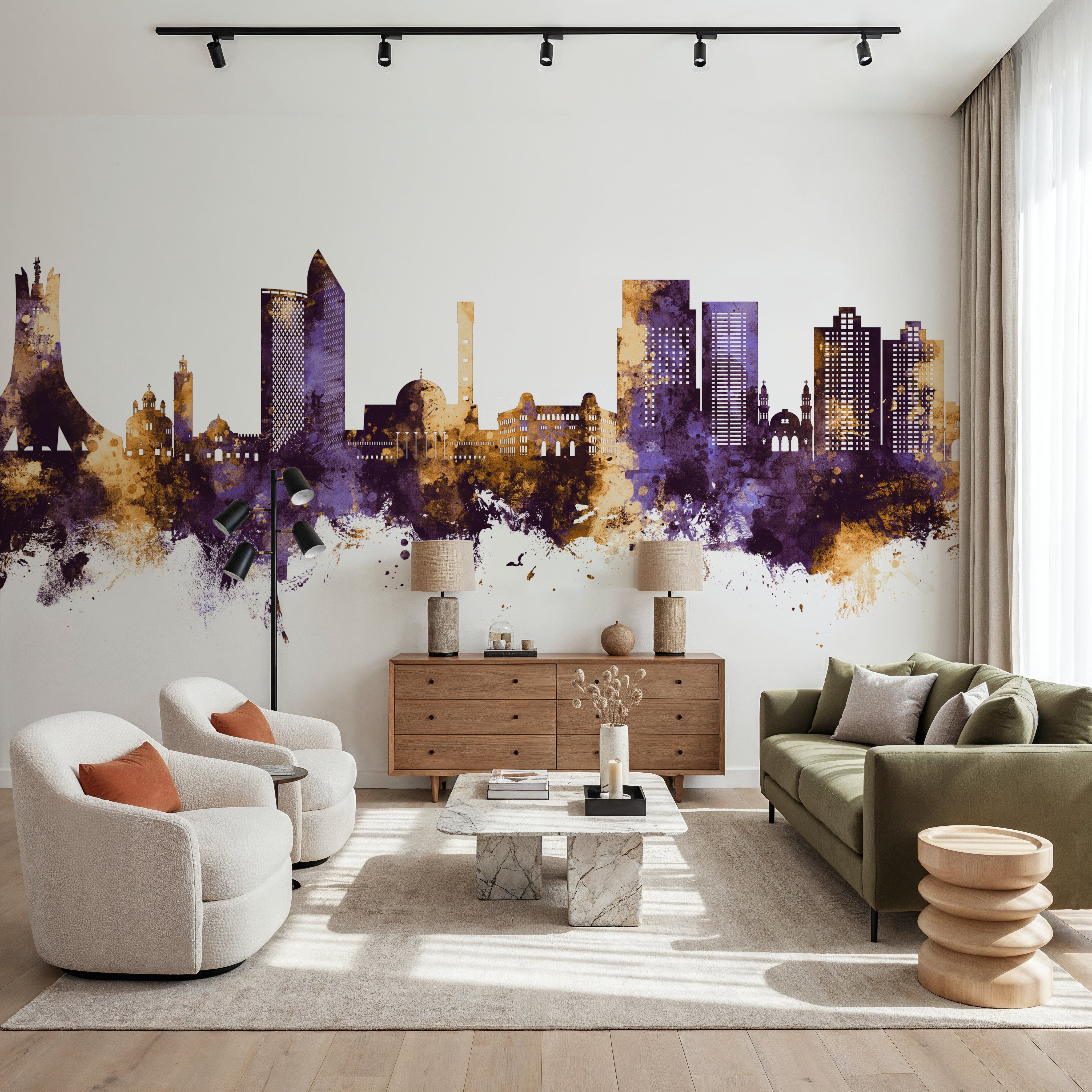 Algiers Algeria Skyline Purple & Gold