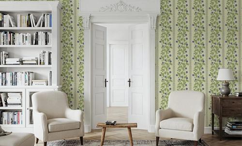 Marigold Stripes, Blue on Cream