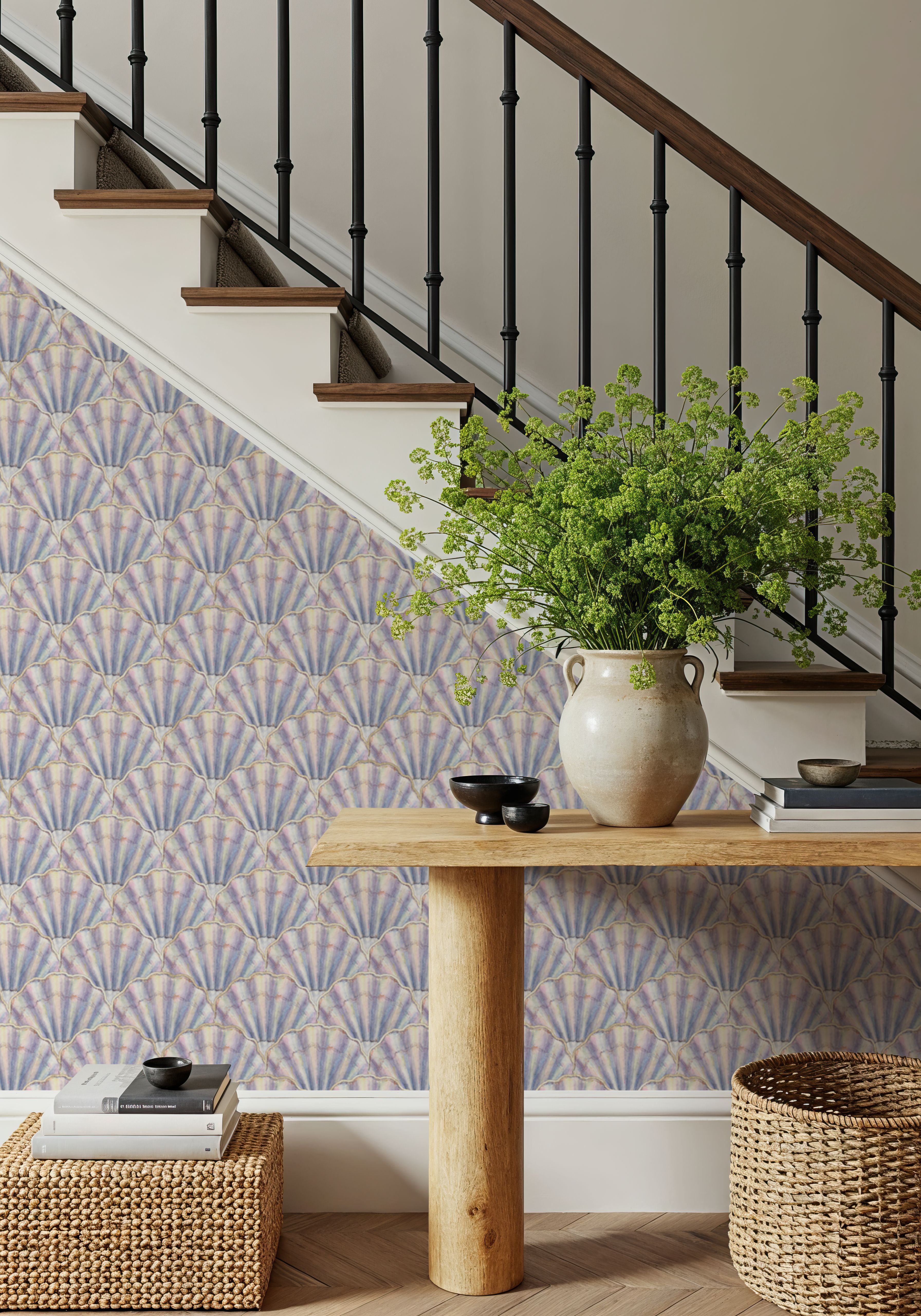 Mermaid Shells, Lilac, Wallpaper