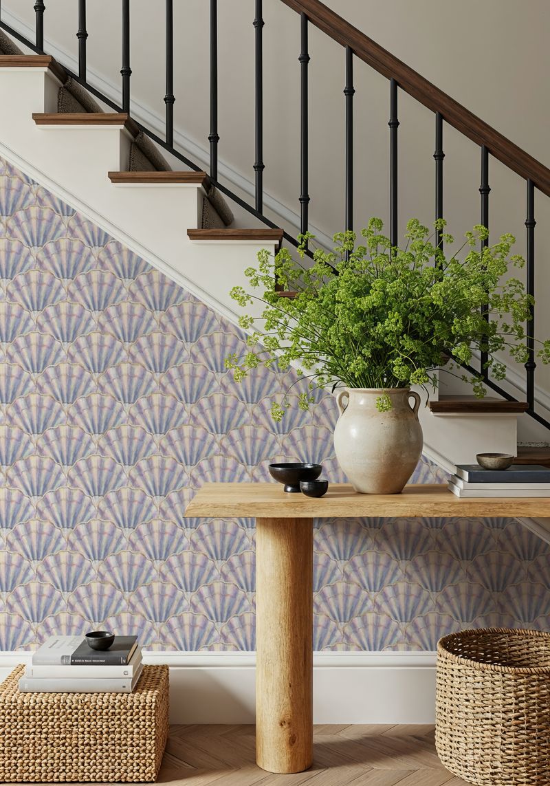 Mermaid Shells, Lilac wallpaper 100% PVC-free and non-toxic