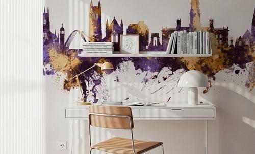 Bolton England Skyline Purple & Gold