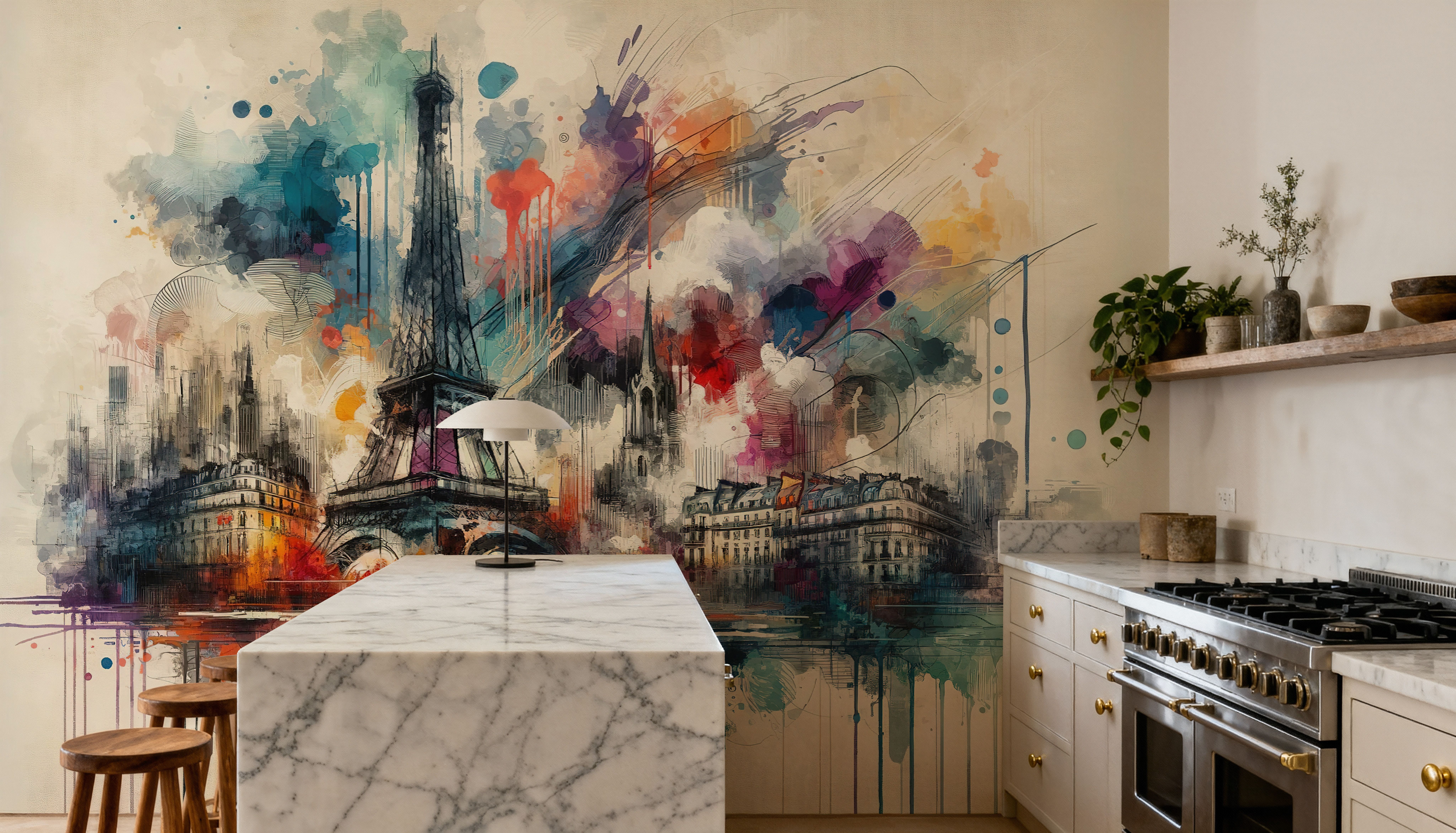 Watercolor Skyline Paris II