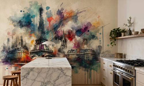 Watercolor Skyline Paris II