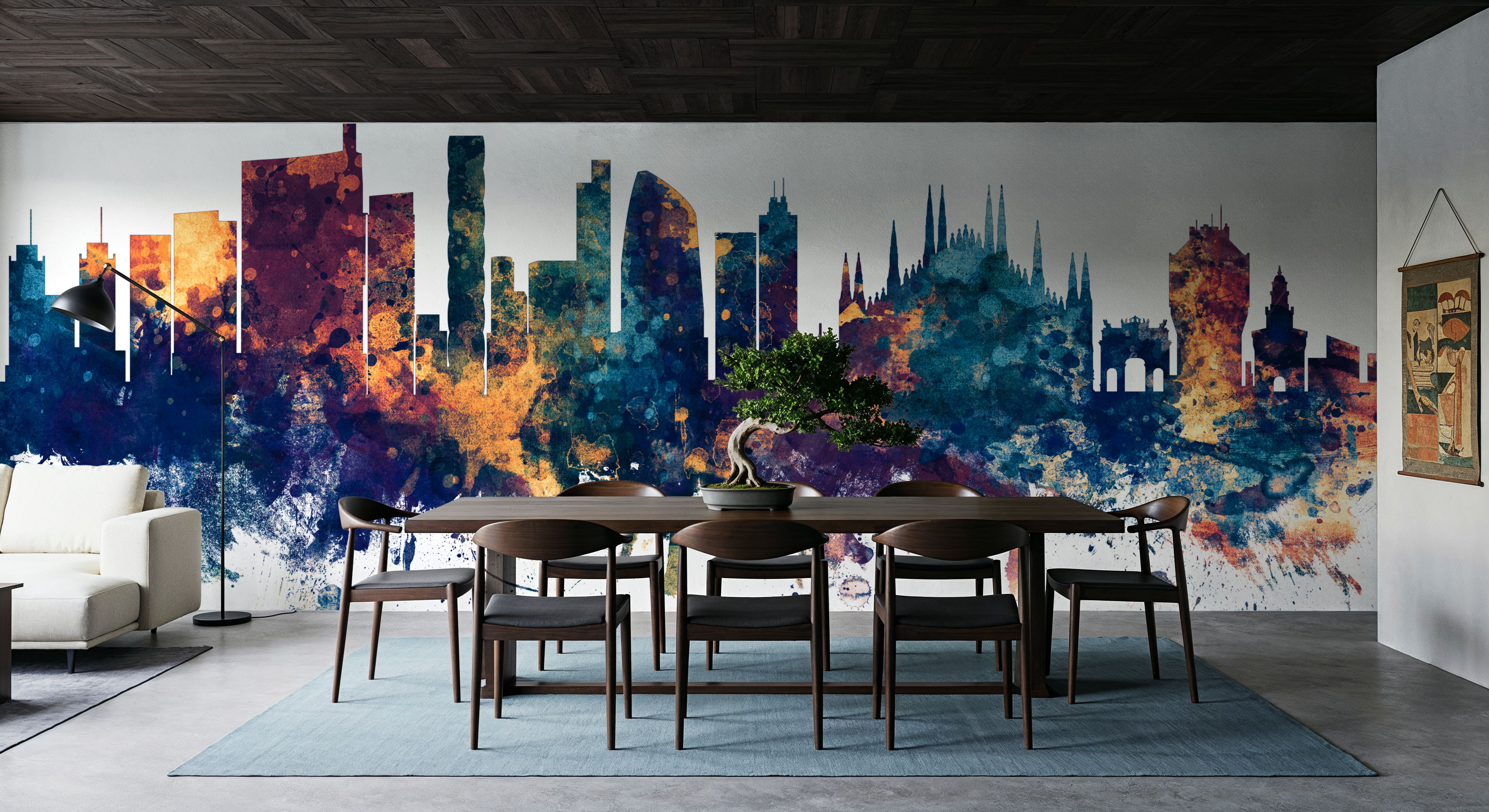 Milan Italy Skyline Blue & Bronze