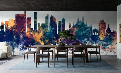 Milan Italy Skyline Blue & Bronze