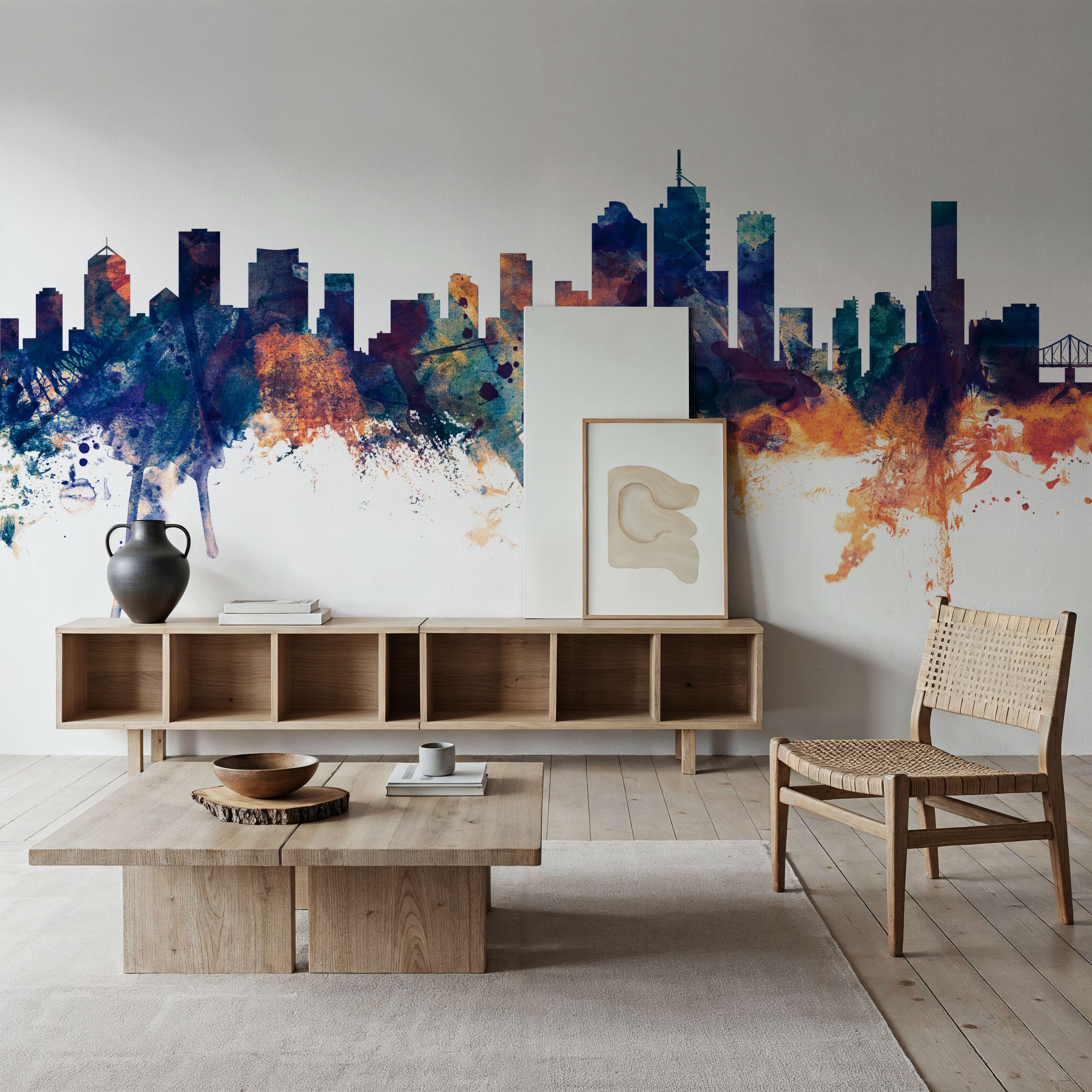 Brisbane Australia Skyline Blue & Bronze