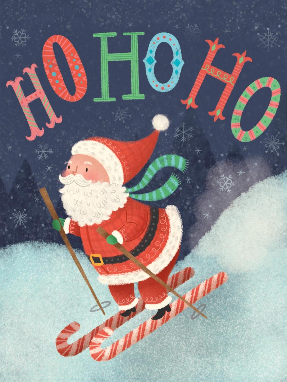 Skiing Santa