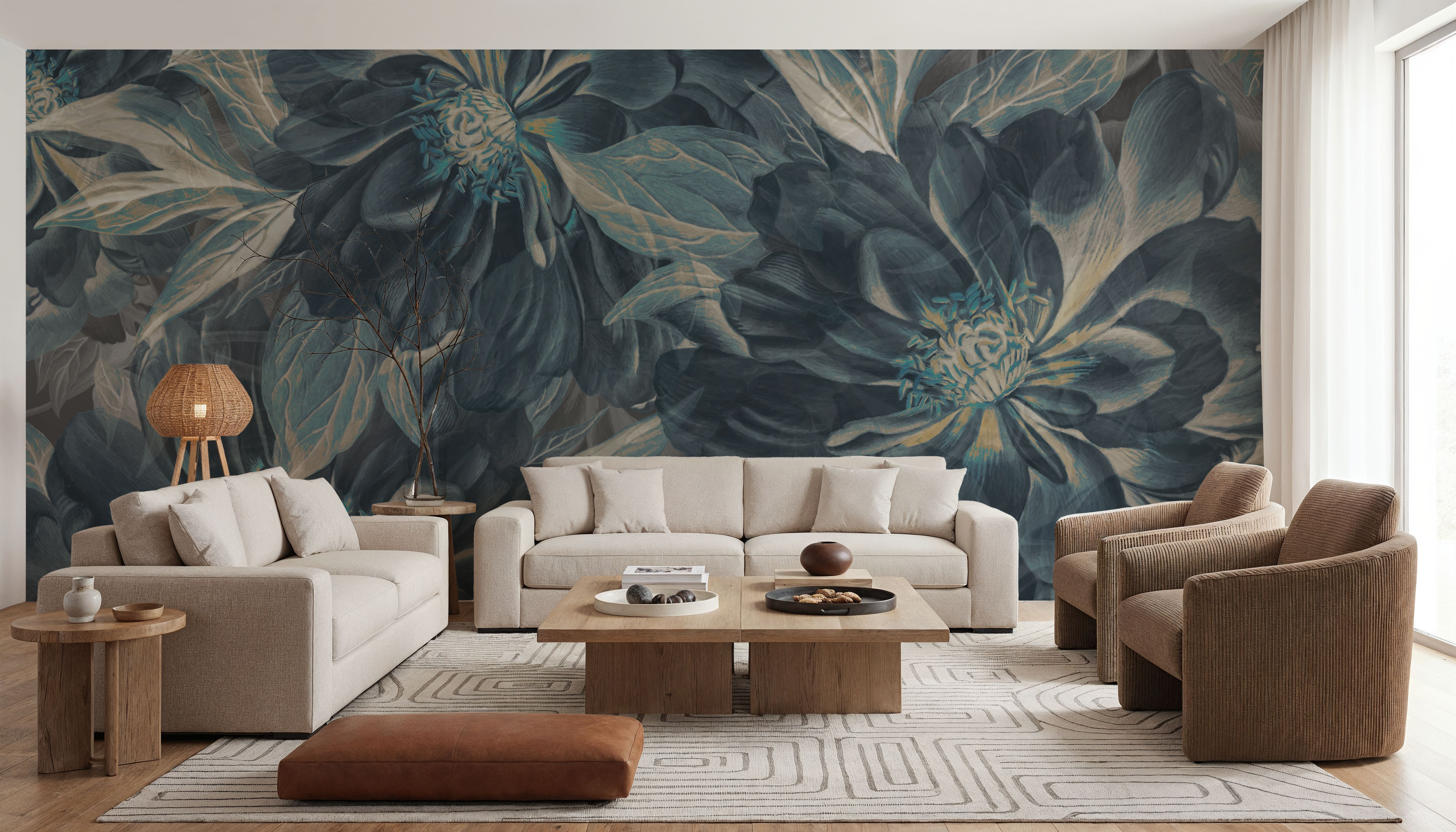 Peony Study - Midnight Teal