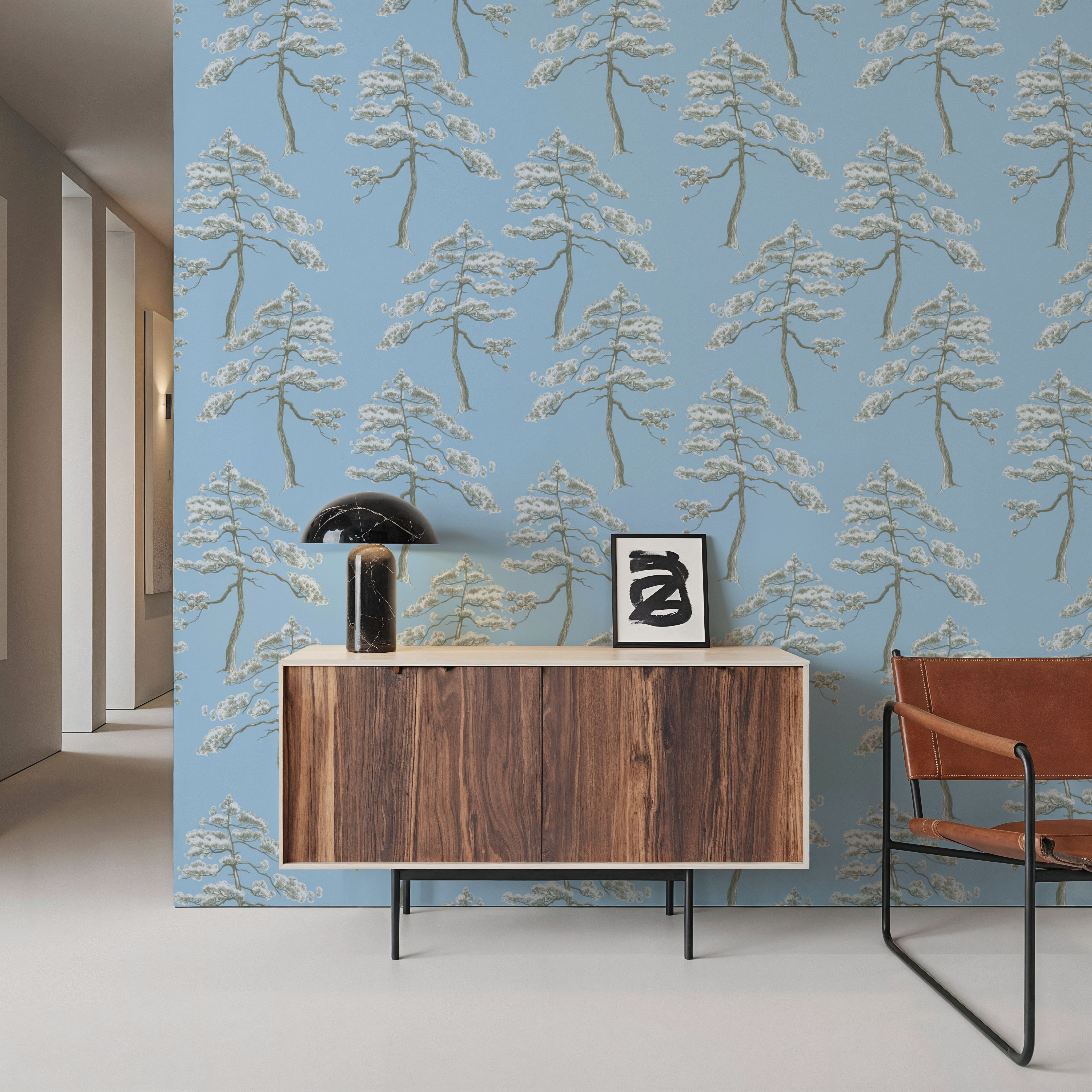 Forest Trees, Ice Blue, Papier peint