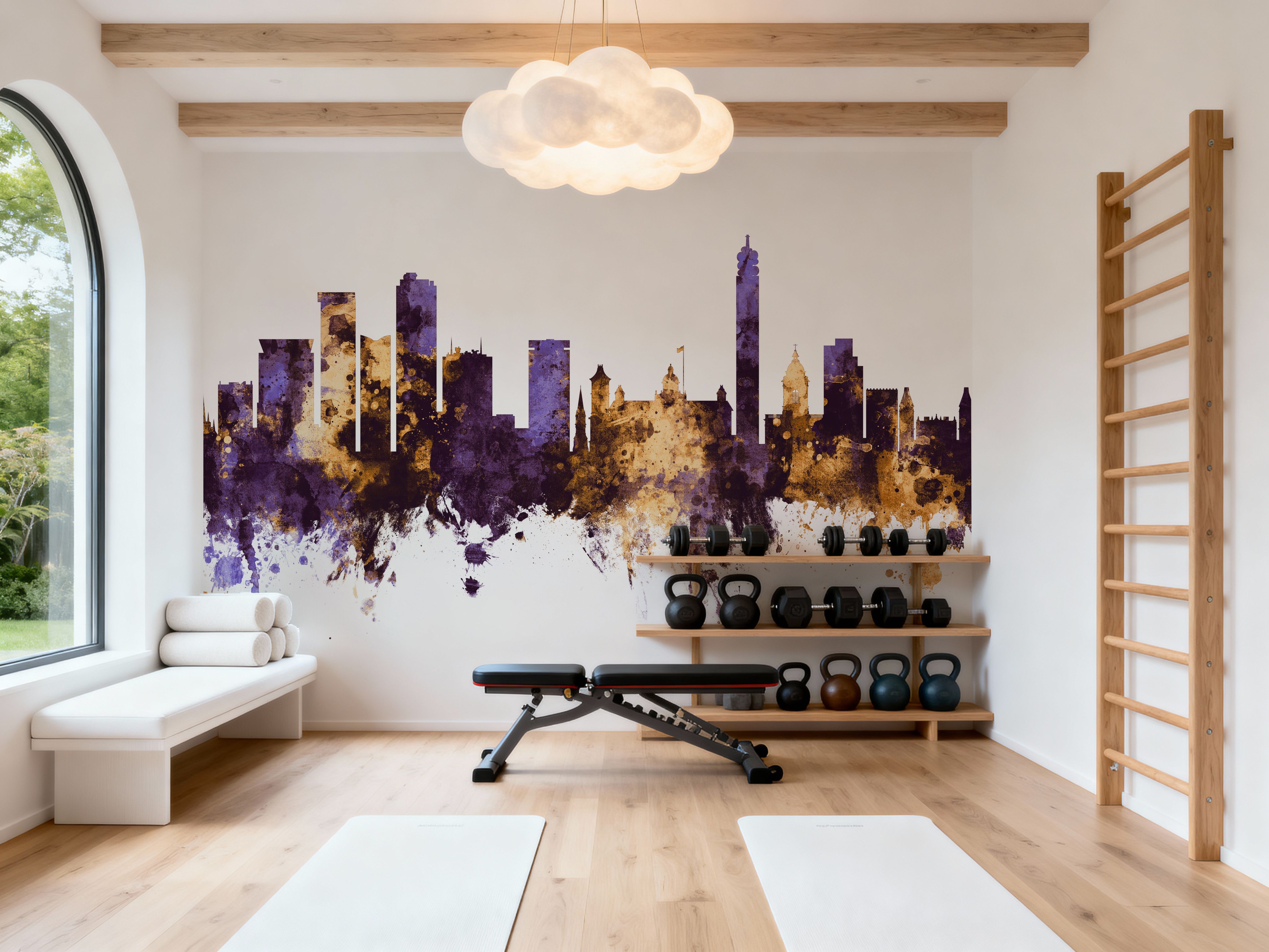 Birmingham England Skyline Purple & Gold