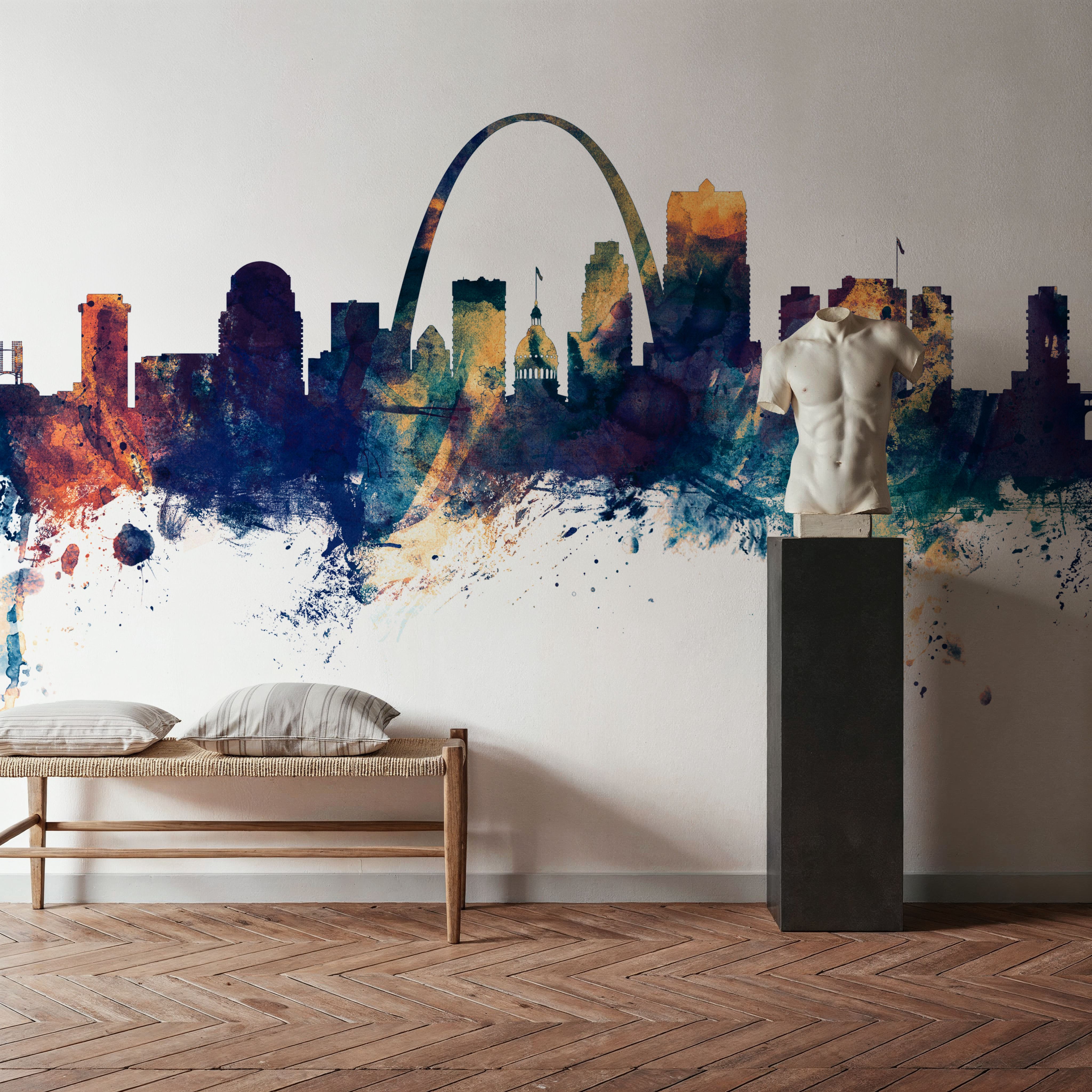 St Louis Missouri Skyline Blue & Bronze