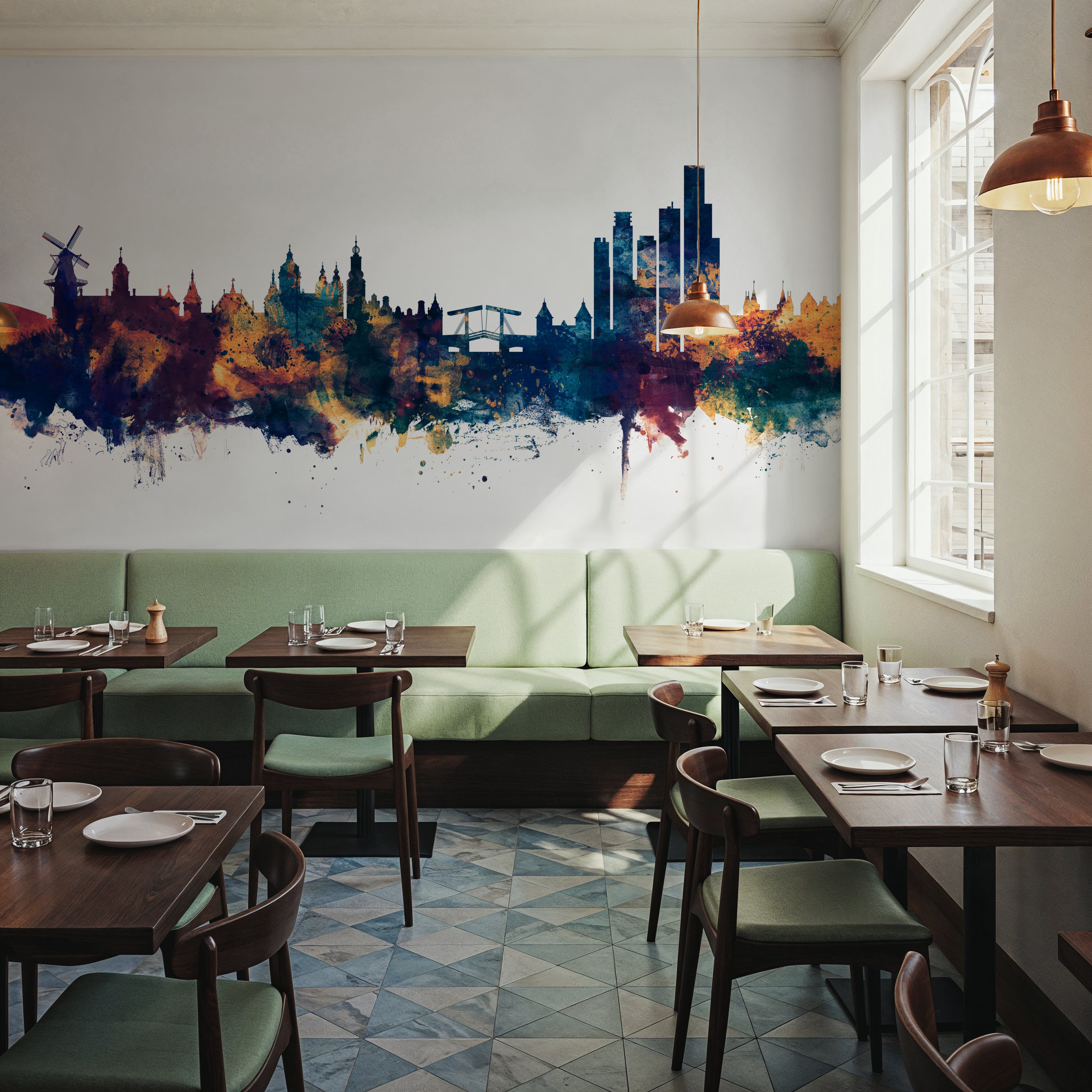 Amsterdam Skyline Blue & Bronze