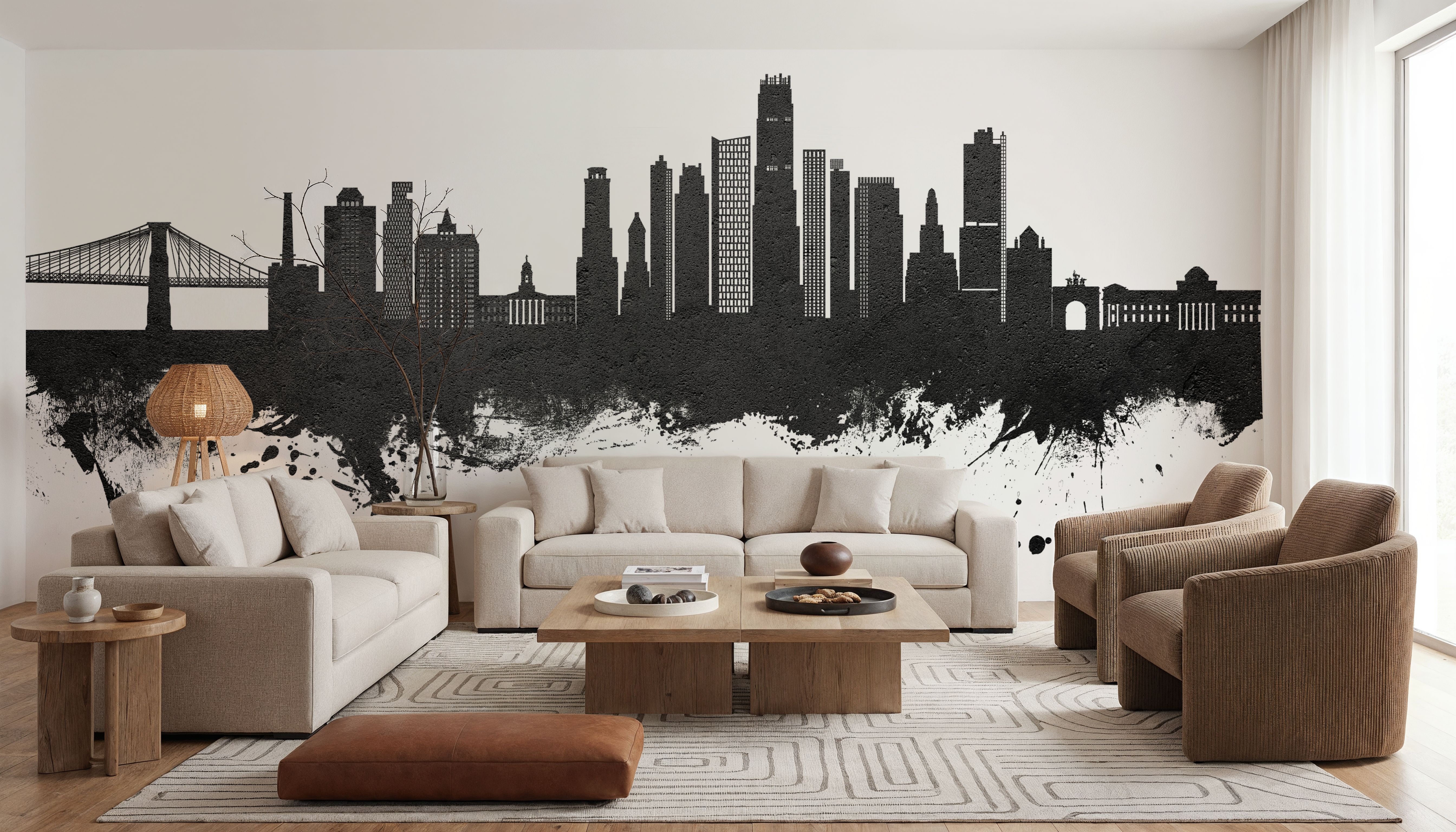 Brooklyn New York Skyline Black & White