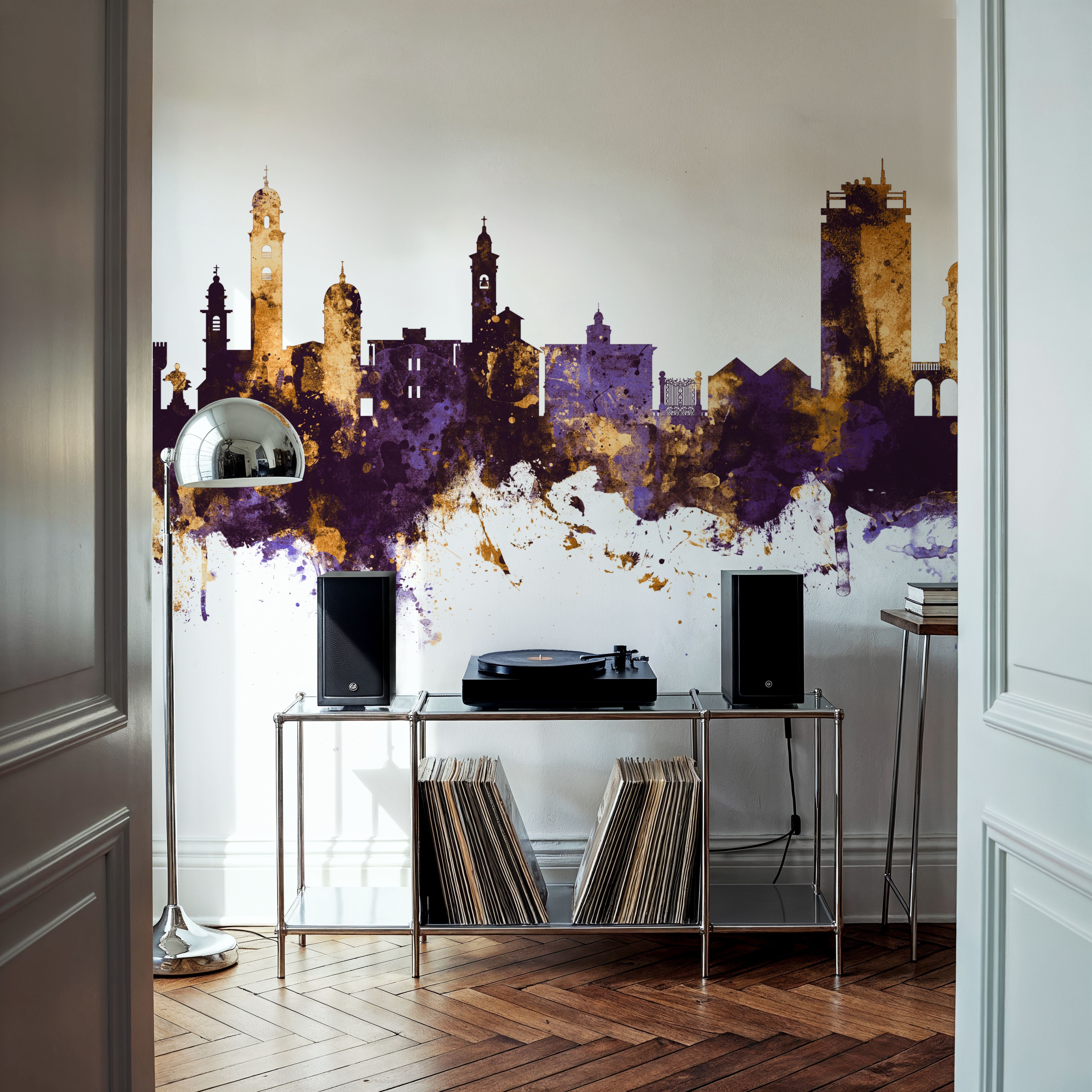 Lugano Switzerland Skyline Purple & Gold