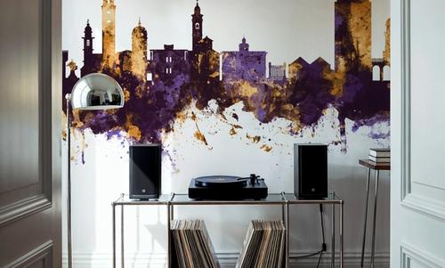 Lugano Switzerland Skyline Purple & Gold