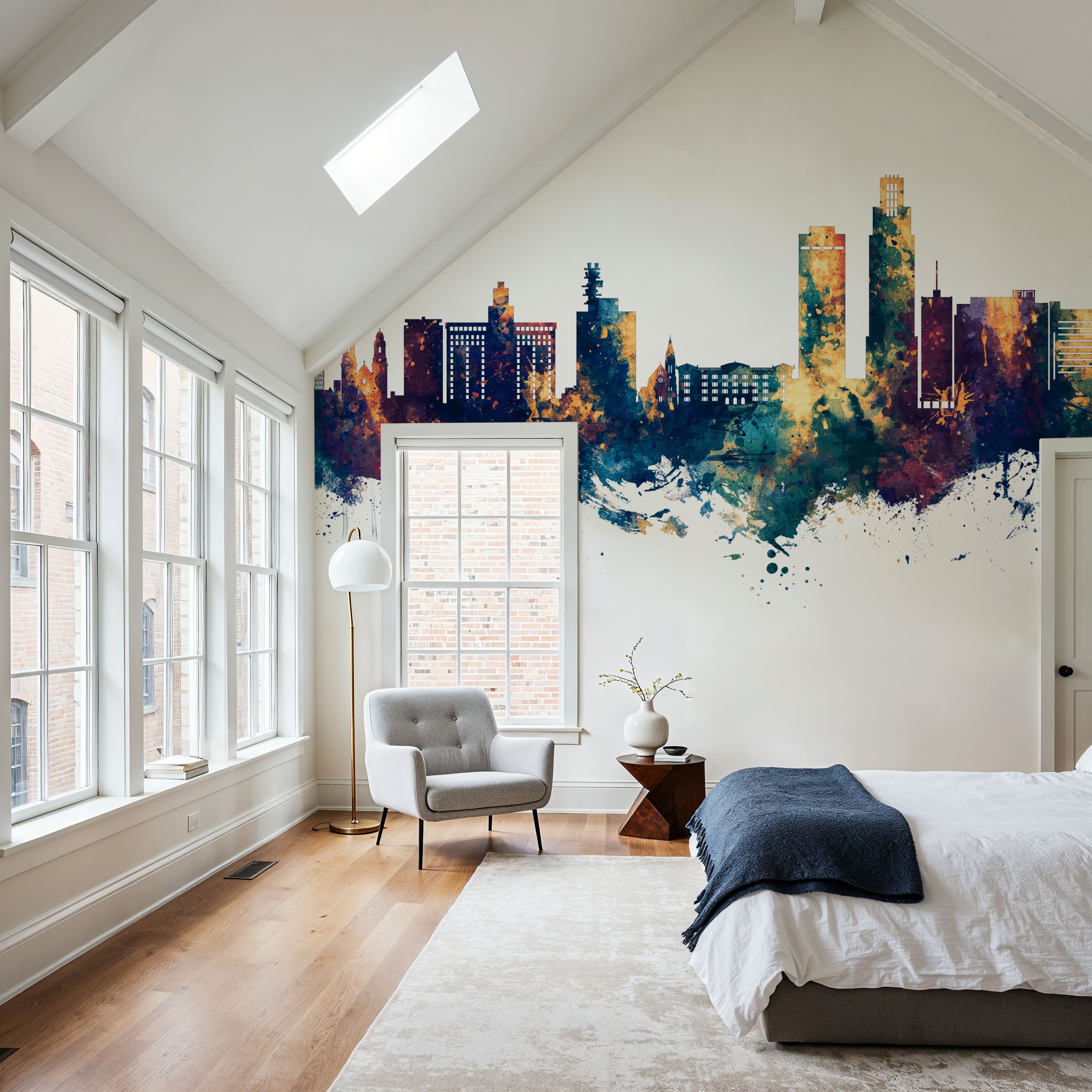 Omaha Nebraska Skyline Blue & Bronze