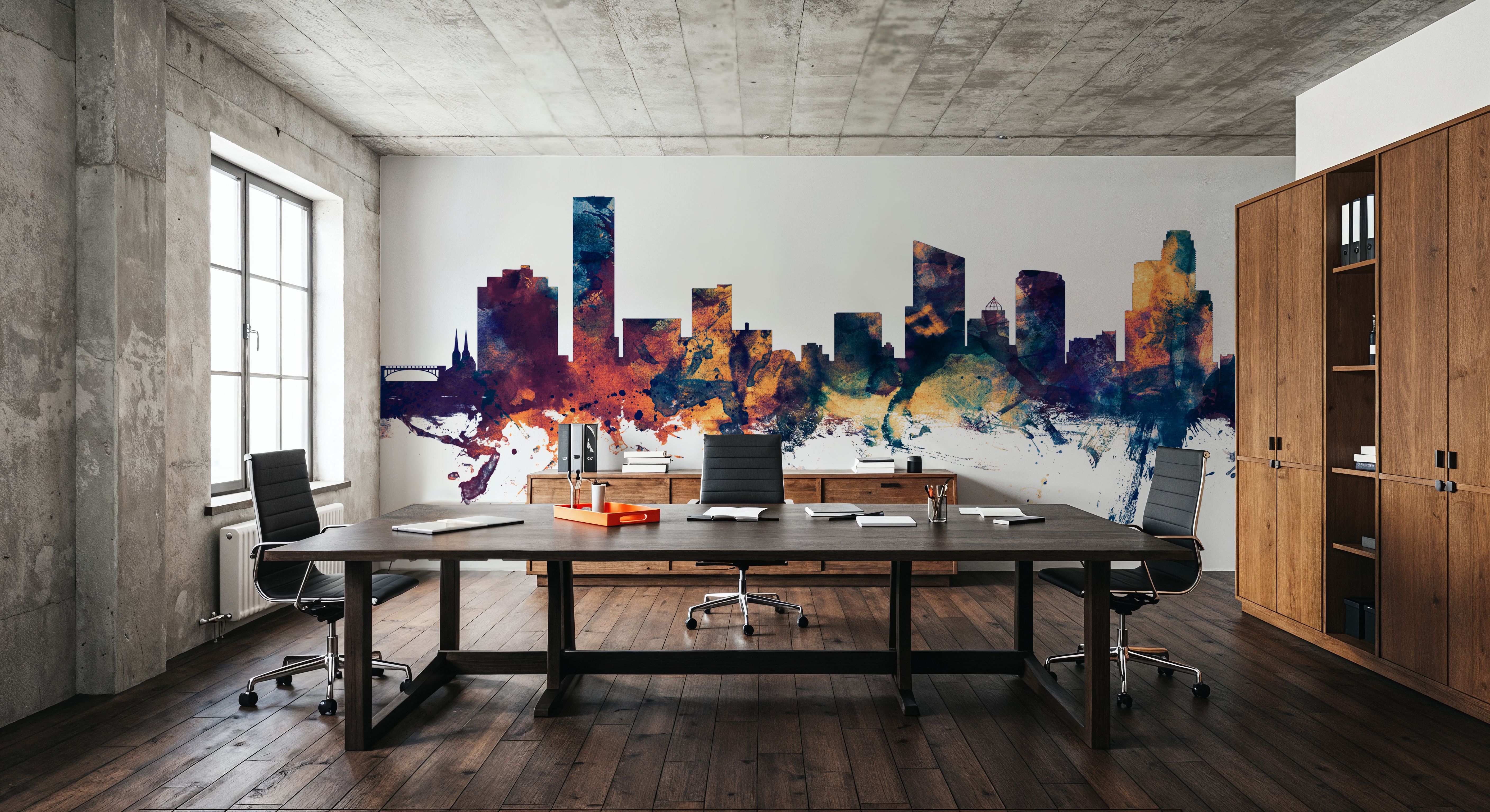 Grand Rapids Michigan Skyline Blue & Bronze