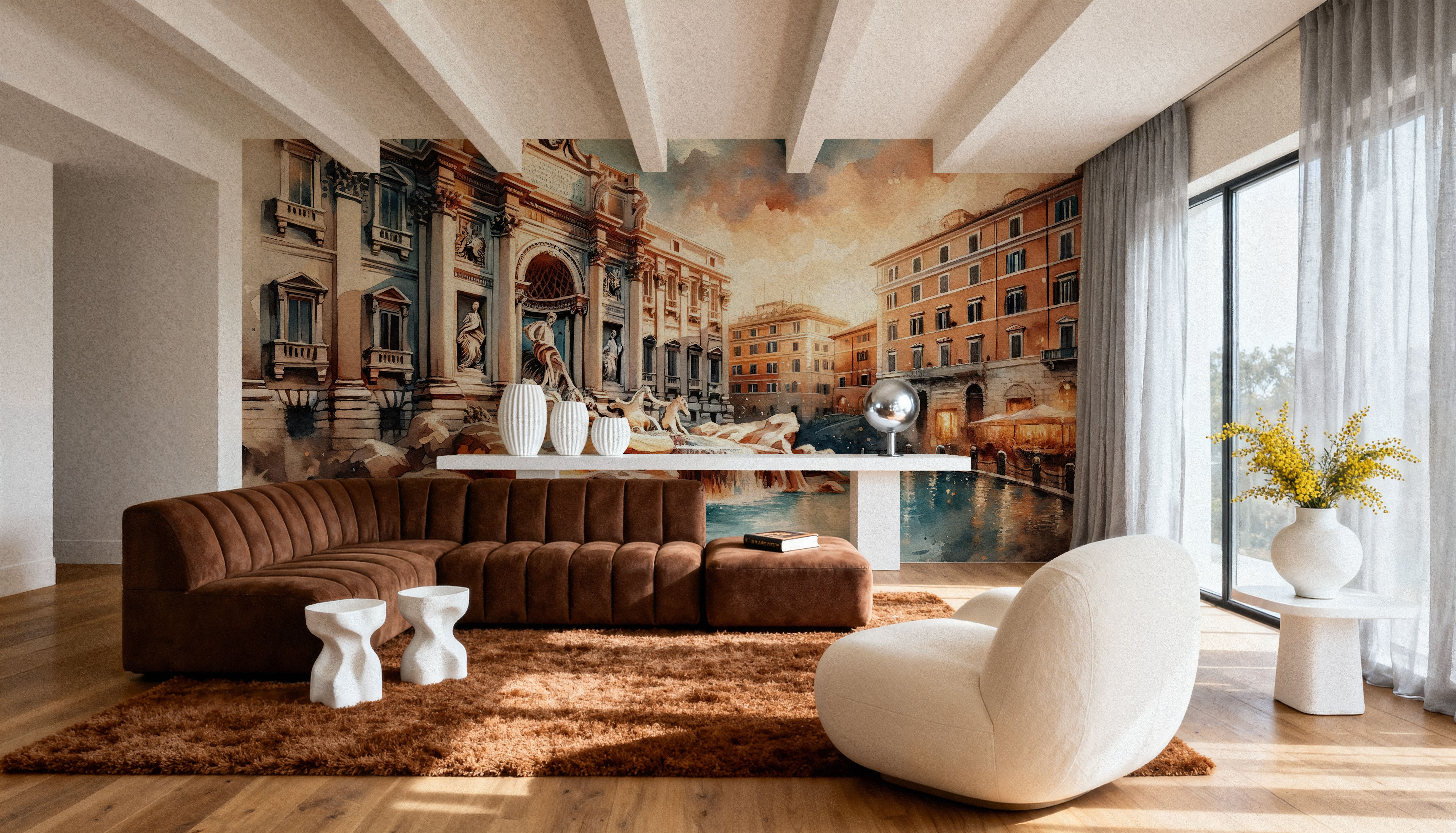 Watercolor Trevi Fountain Rome, Wallpaper