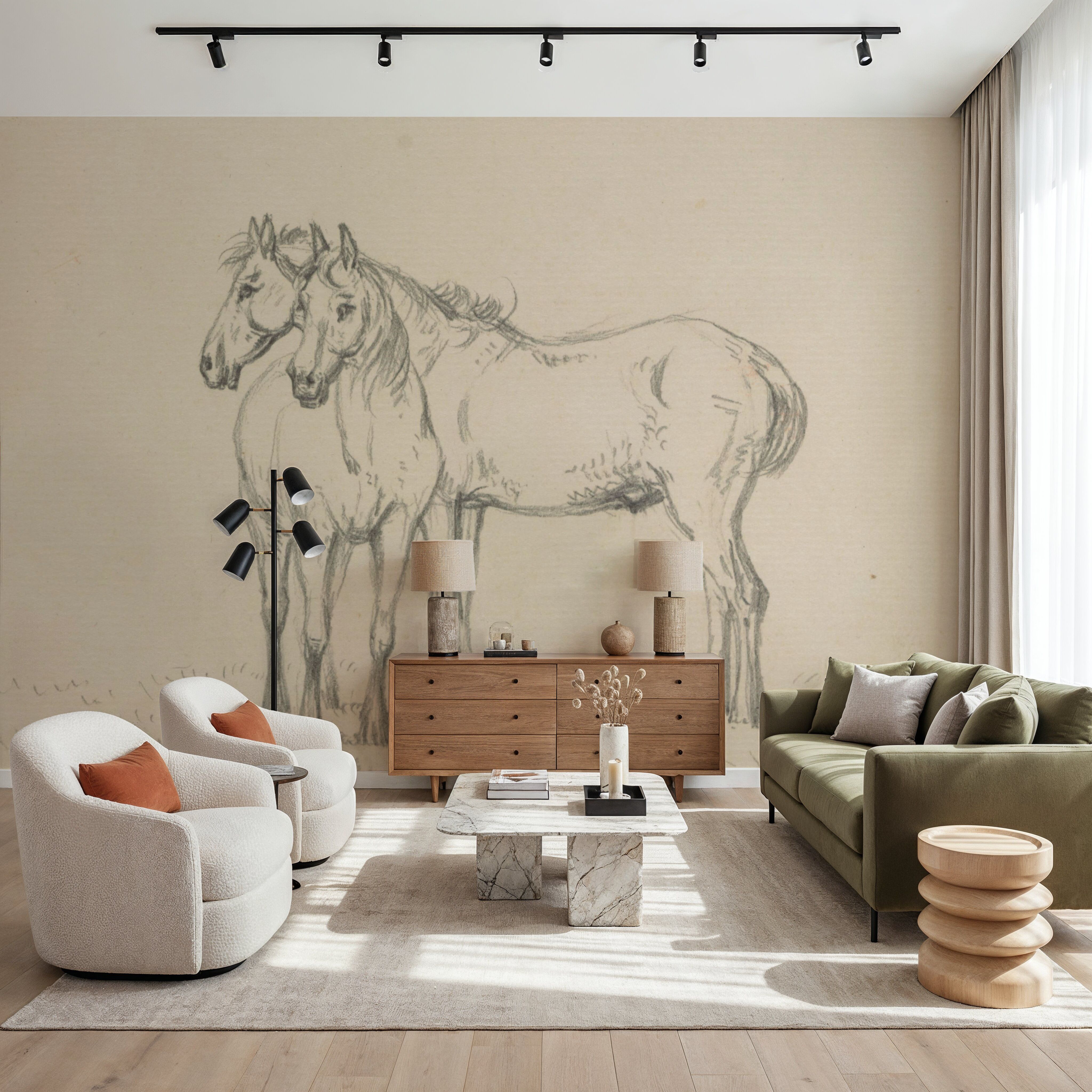 Two Horses Standing Together