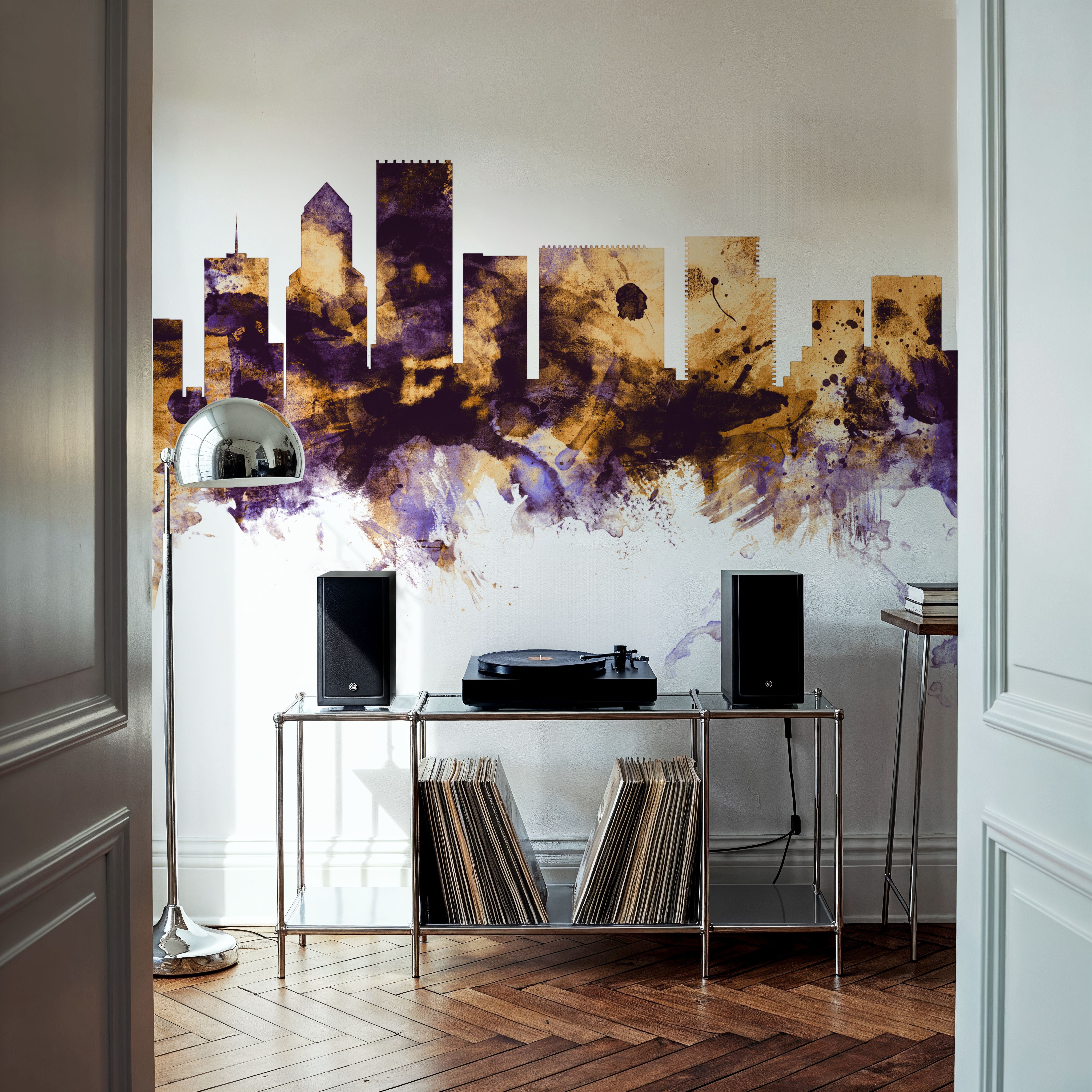 Portland Oregon Skyline Purple & Gold