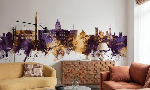 Washington DC Skyline Purple & Gold