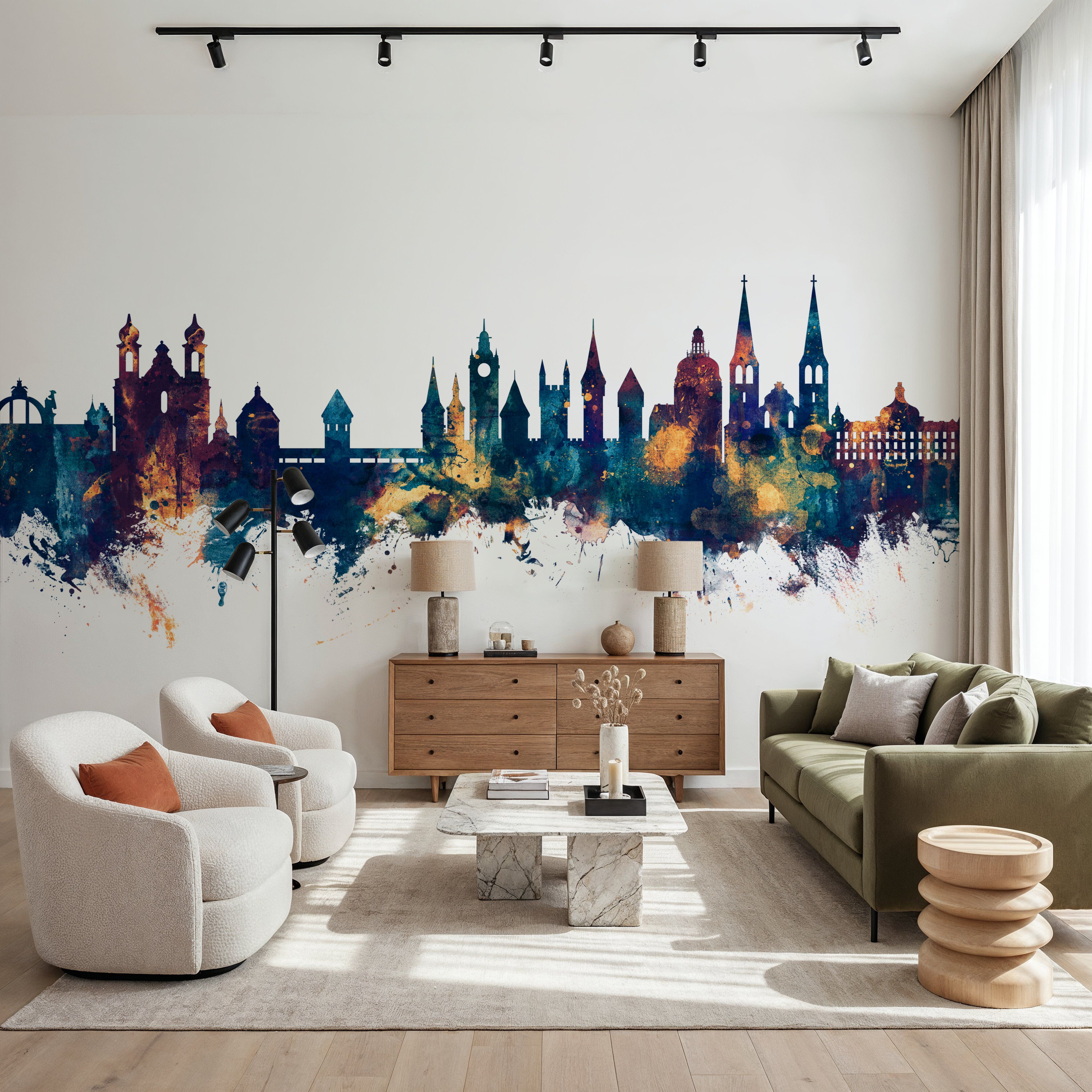 Lucerne Switzerland Luzern Skyline Blue & Bronze