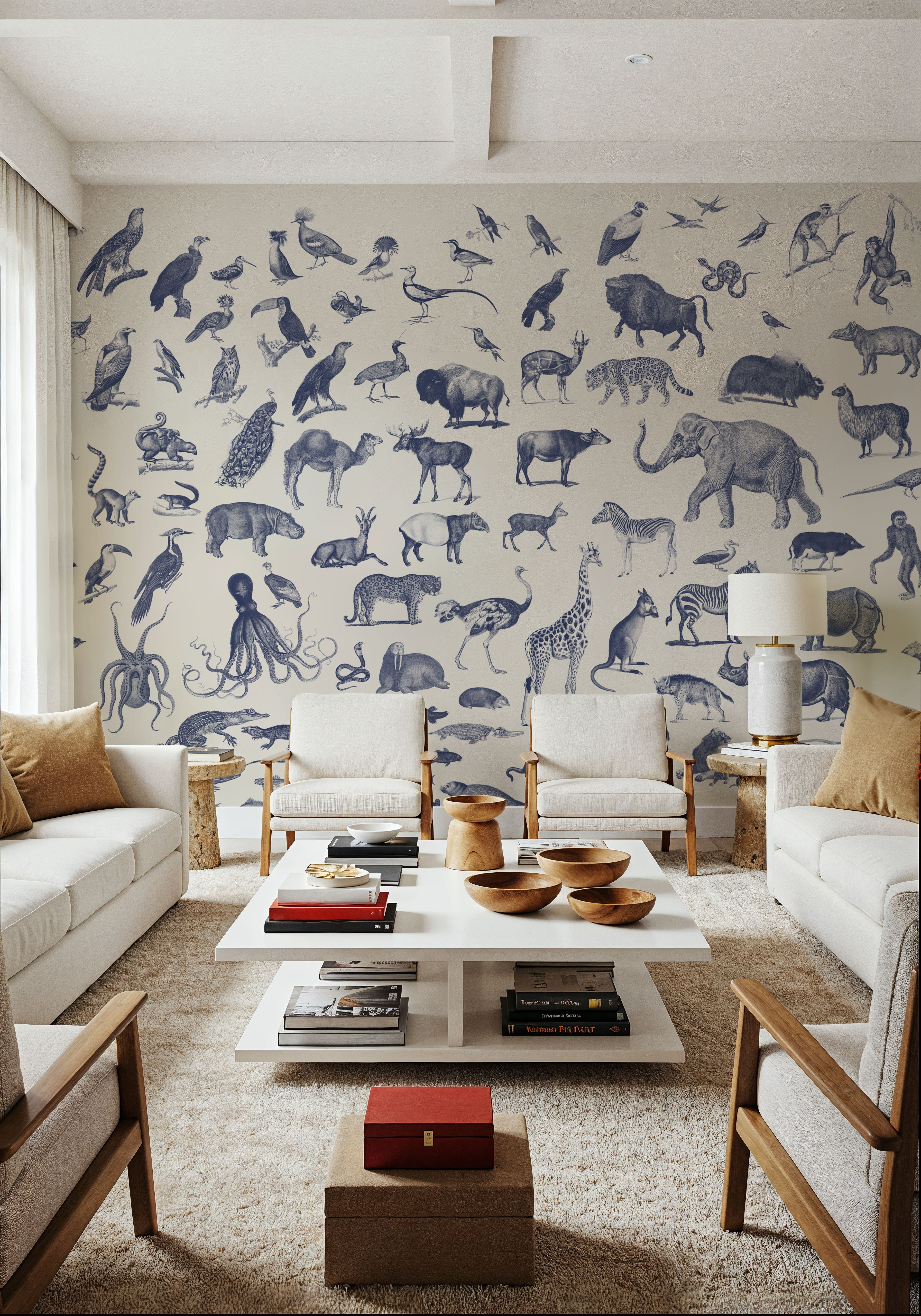 Vintage Animals, Ink Blue