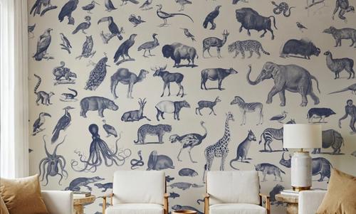 Vintage Animals, Ink Blue