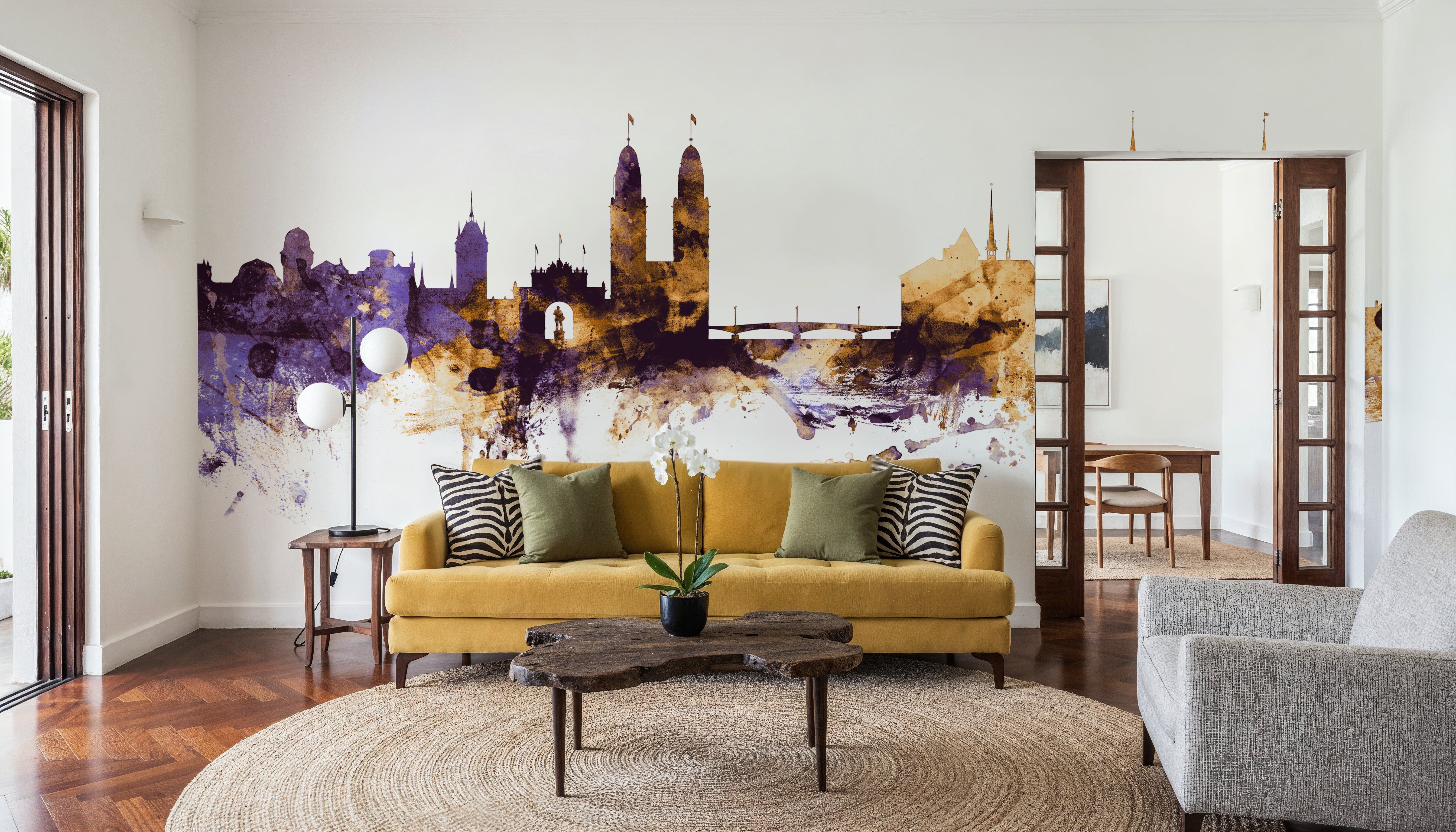 Zurich Switzerland Skyline Purple & Gold