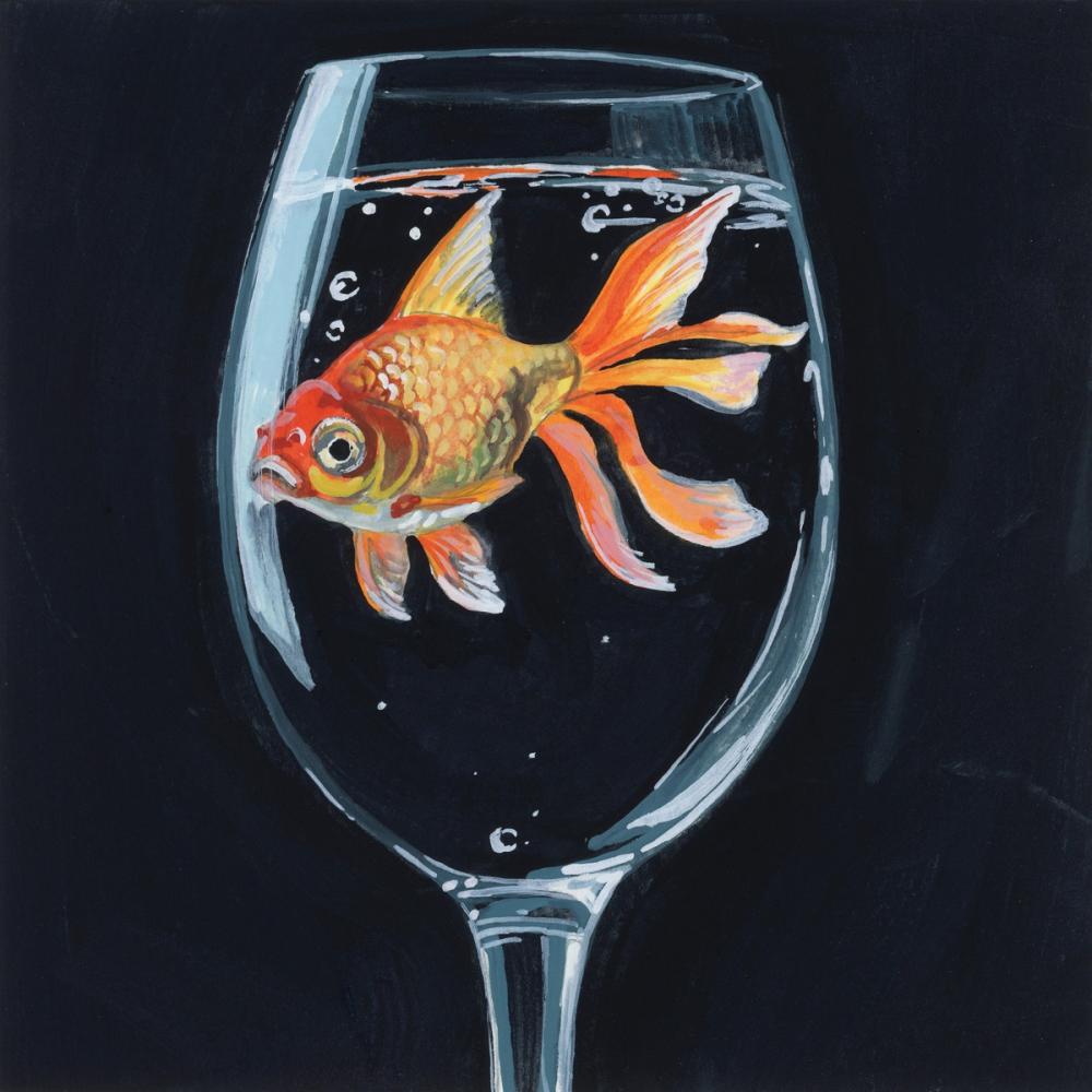 Goldfish In Wine Glass